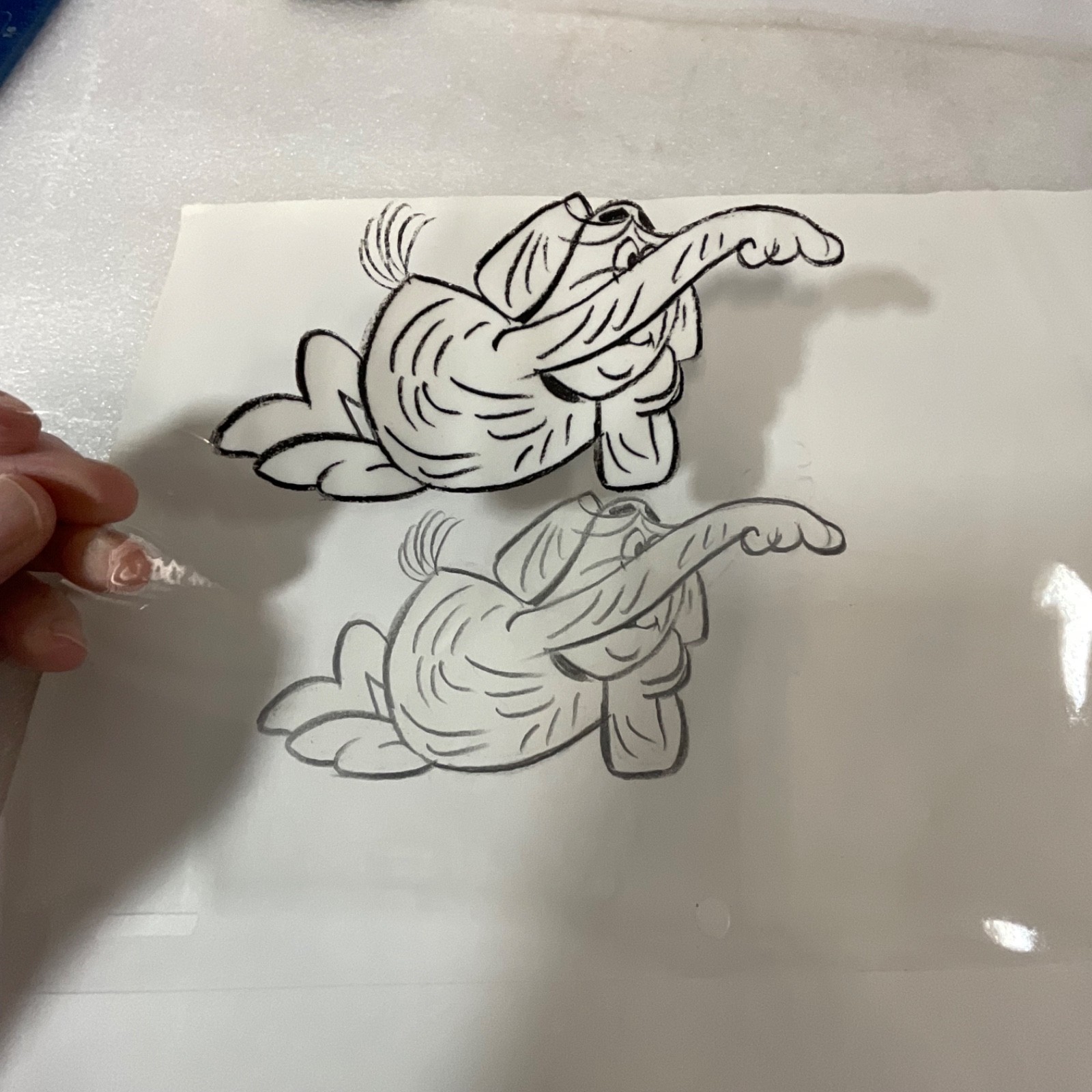 Hand-Drawn Dog Animation Production Cel Acetate Sheet Action Pose 12 in x 10 in - Image 3