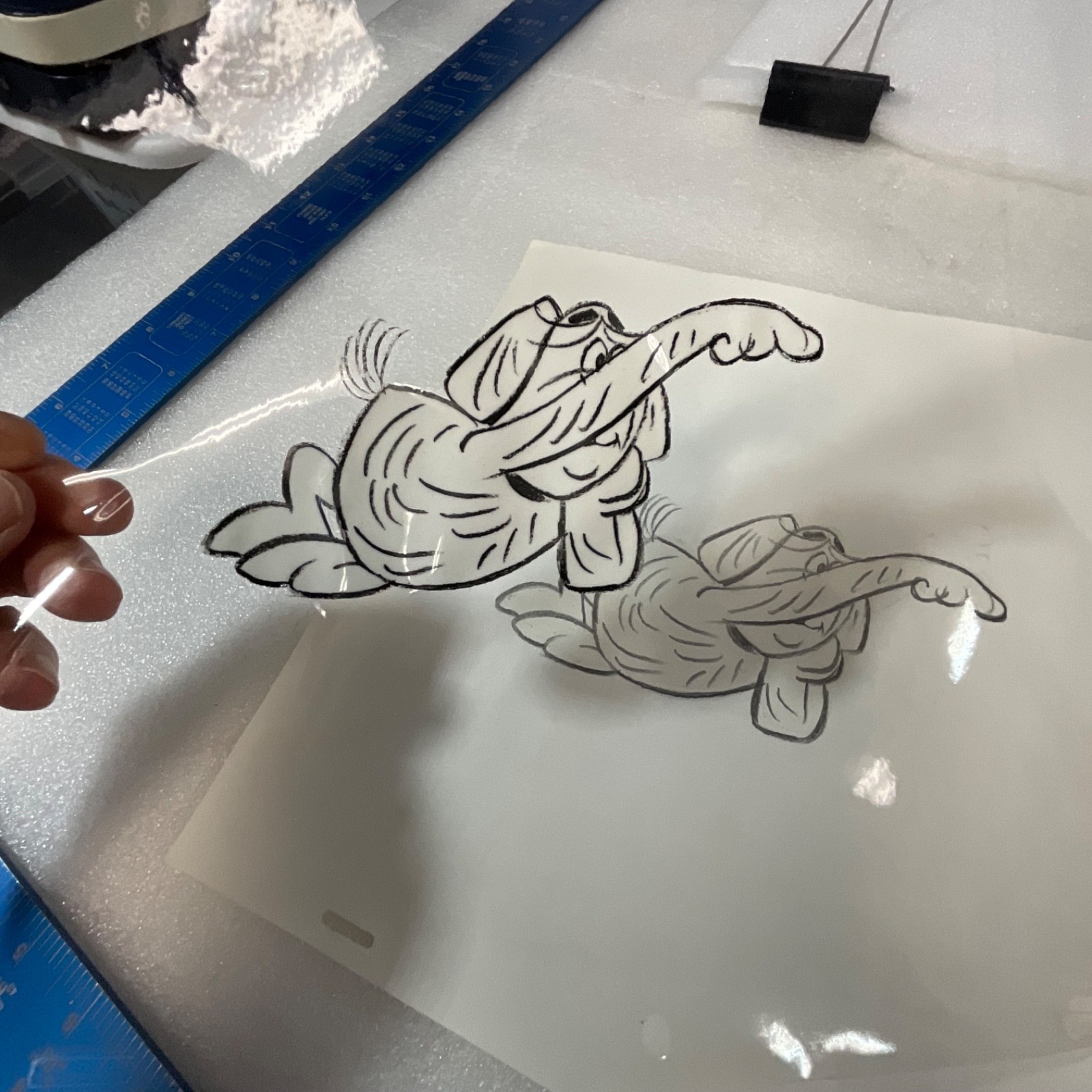 Hand-Drawn Dog Animation Production Cel Acetate Sheet Action Pose 12 in x 10 in - Image 11