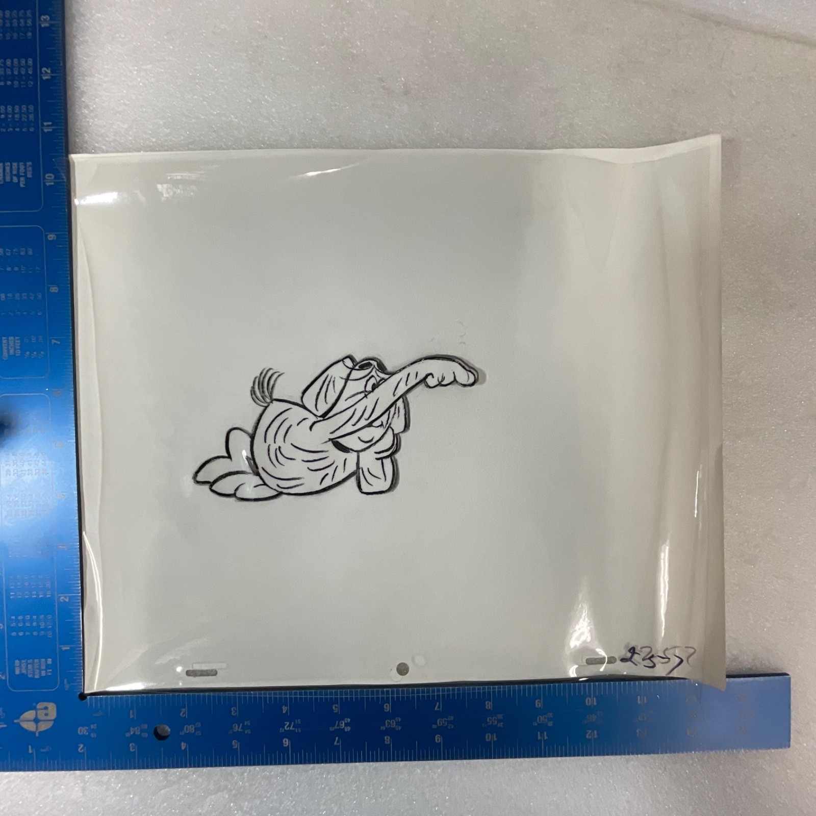 Hand-Drawn Dog Animation Production Cel Acetate Sheet Action Pose 12 in x 10 in - Image 8