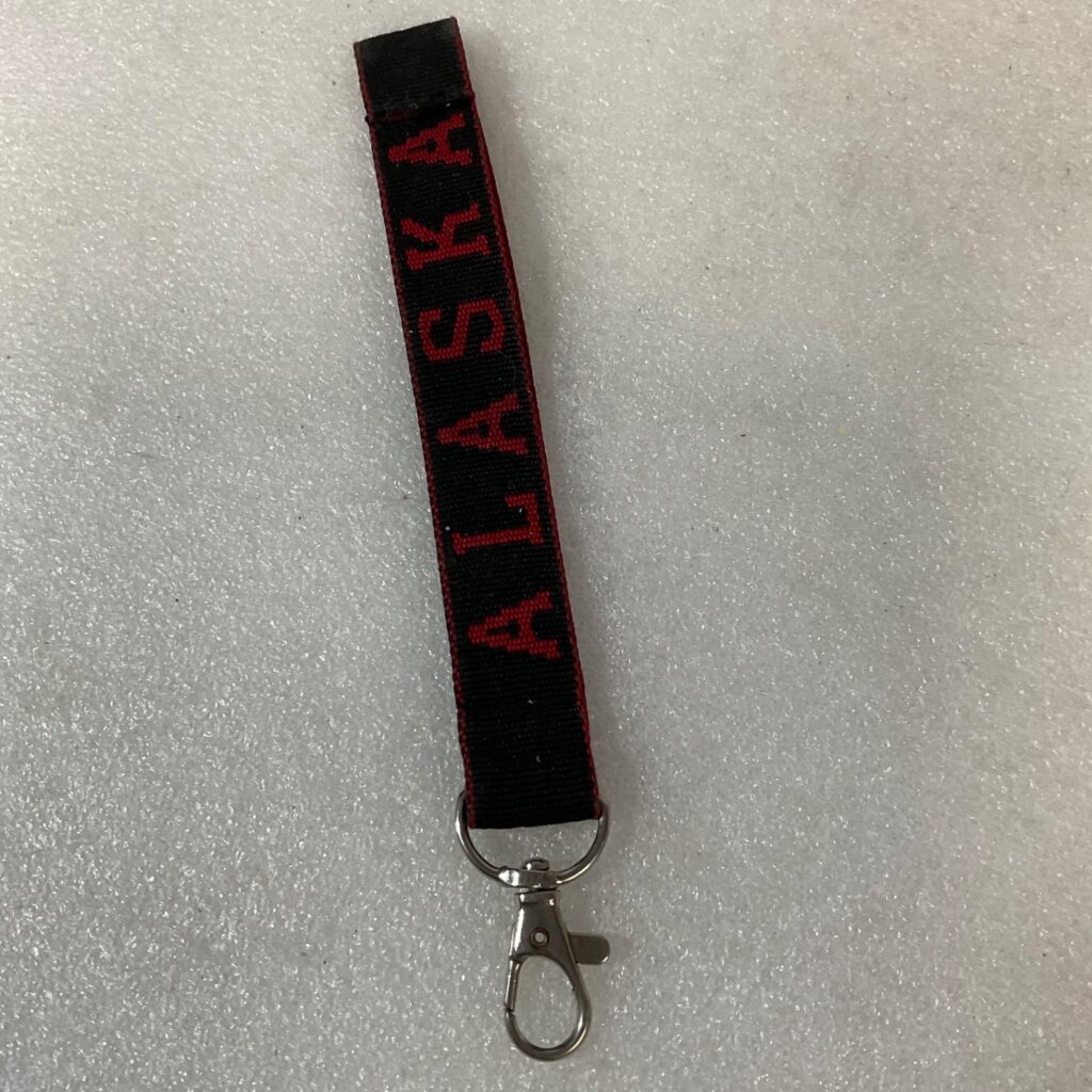 Alaska 7in Wristlet Keychain Black Red Strap Metal Clasp - Image 1