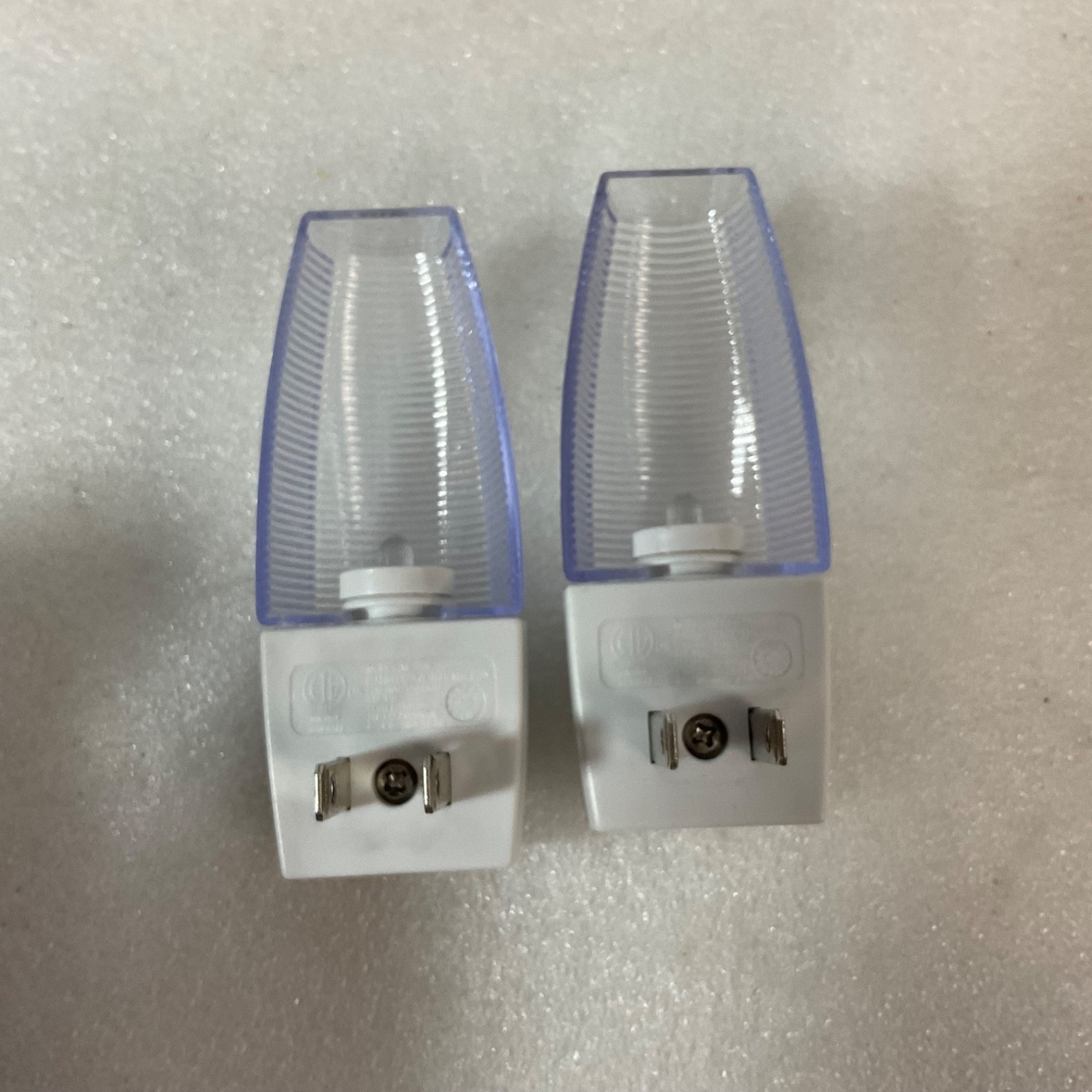 LED Plug In Night Light 4in Ribbed Clear Lens White Base 2pc - Image 3