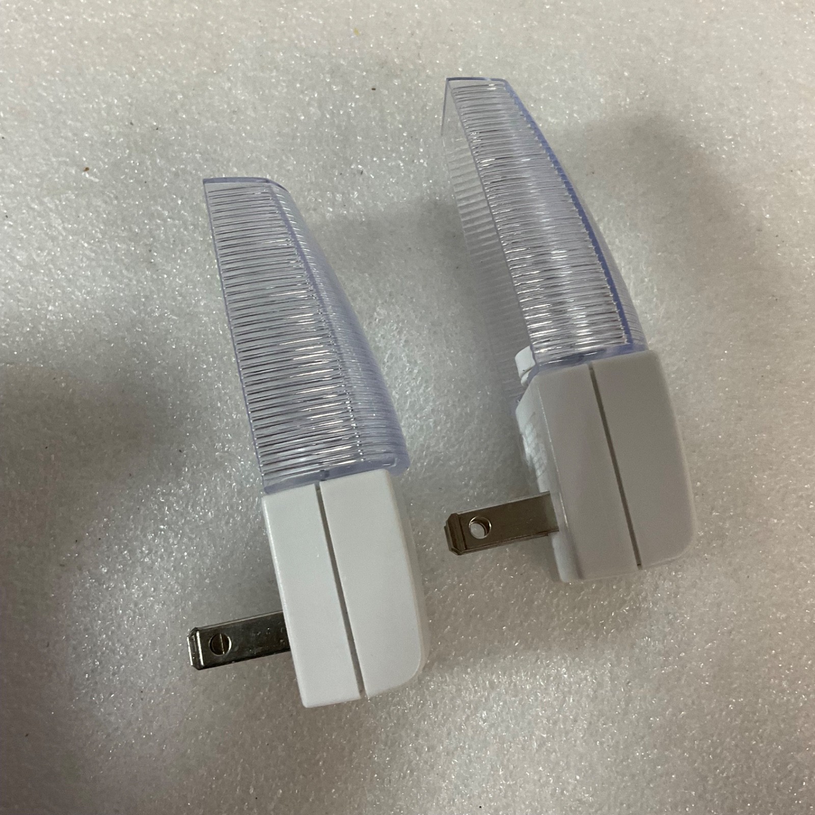 LED Plug In Night Light 4in Ribbed Clear Lens White Base 2pc - Image 4