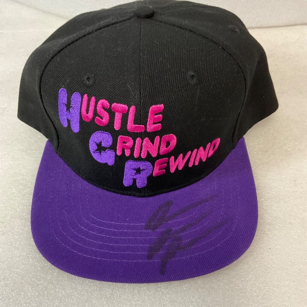 Hustle Grind Rewind Storage Auction Pirate Snapback Hat Black Purple - Image 1