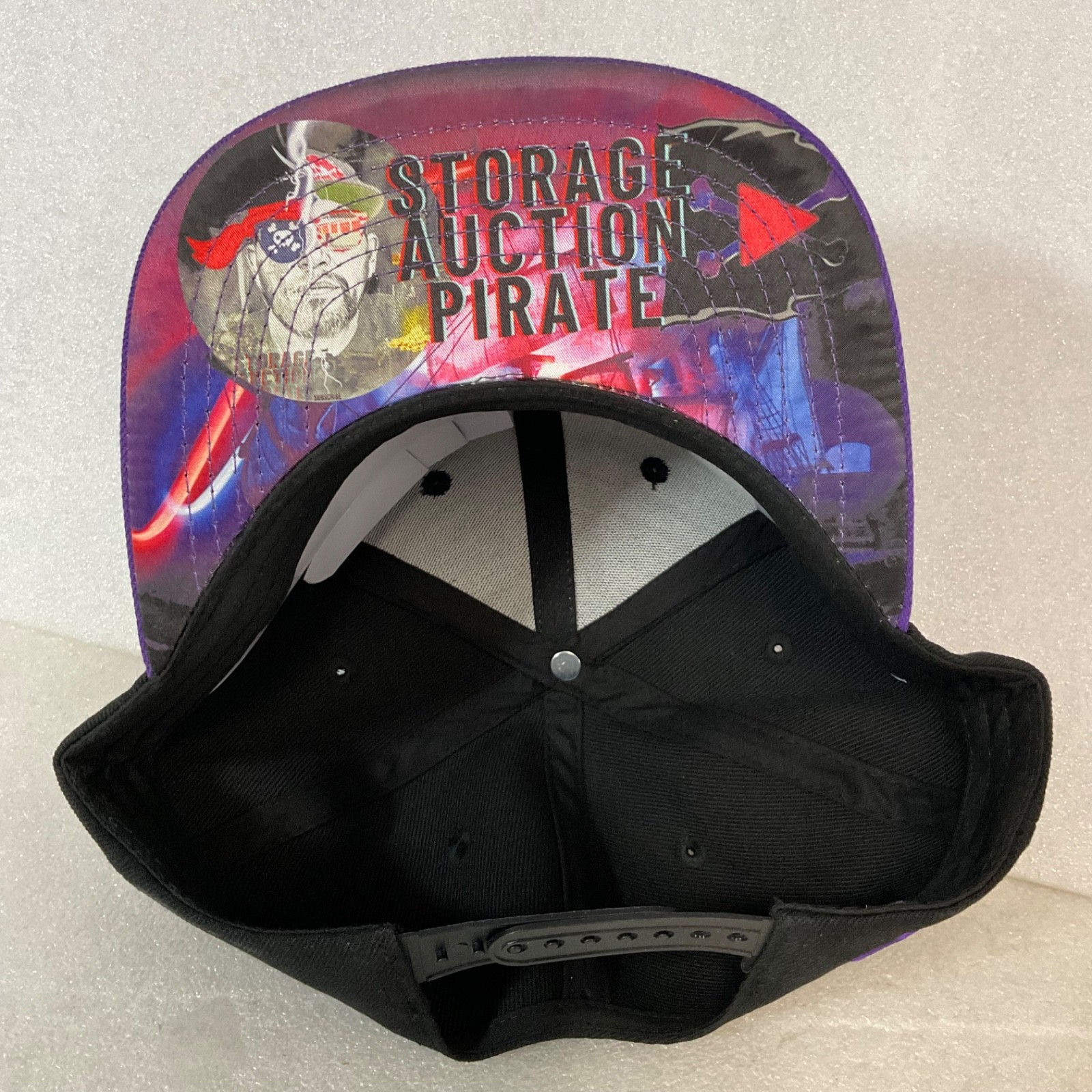 Hustle Grind Rewind Storage Auction Pirate Snapback Hat Black Purple - Image 2