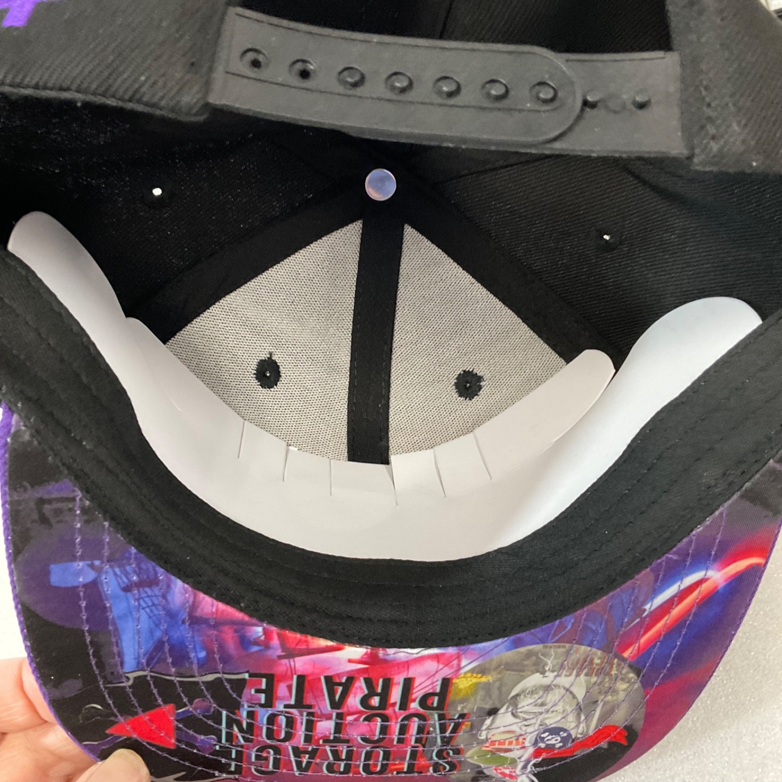 Hustle Grind Rewind Storage Auction Pirate Snapback Hat Black Purple - Image 3
