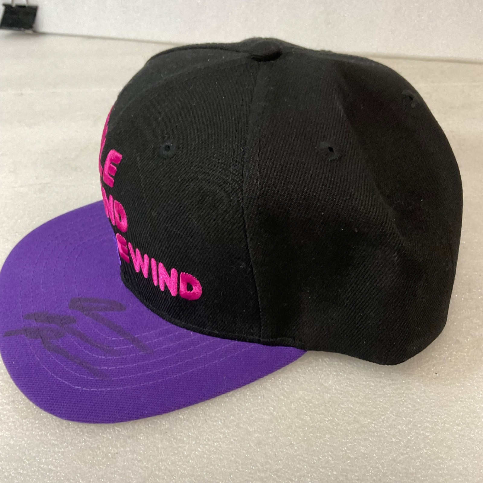 Hustle Grind Rewind Storage Auction Pirate Snapback Hat Black Purple - Image 9