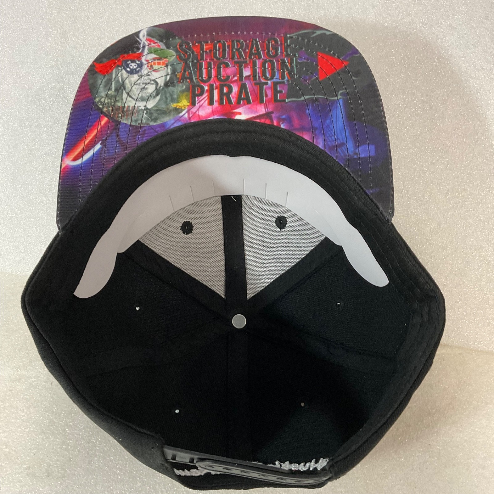 Storage Auction Pirate Snapback Hat Black Embroidered Graphic - Image 6
