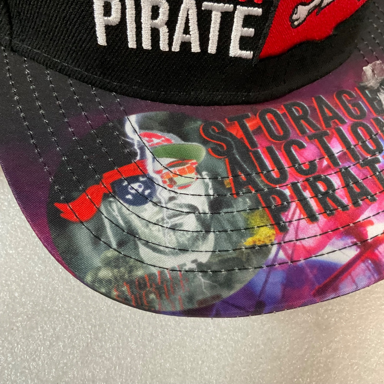 Storage Auction Pirate Snapback Hat Black Embroidered Graphic - Image 10