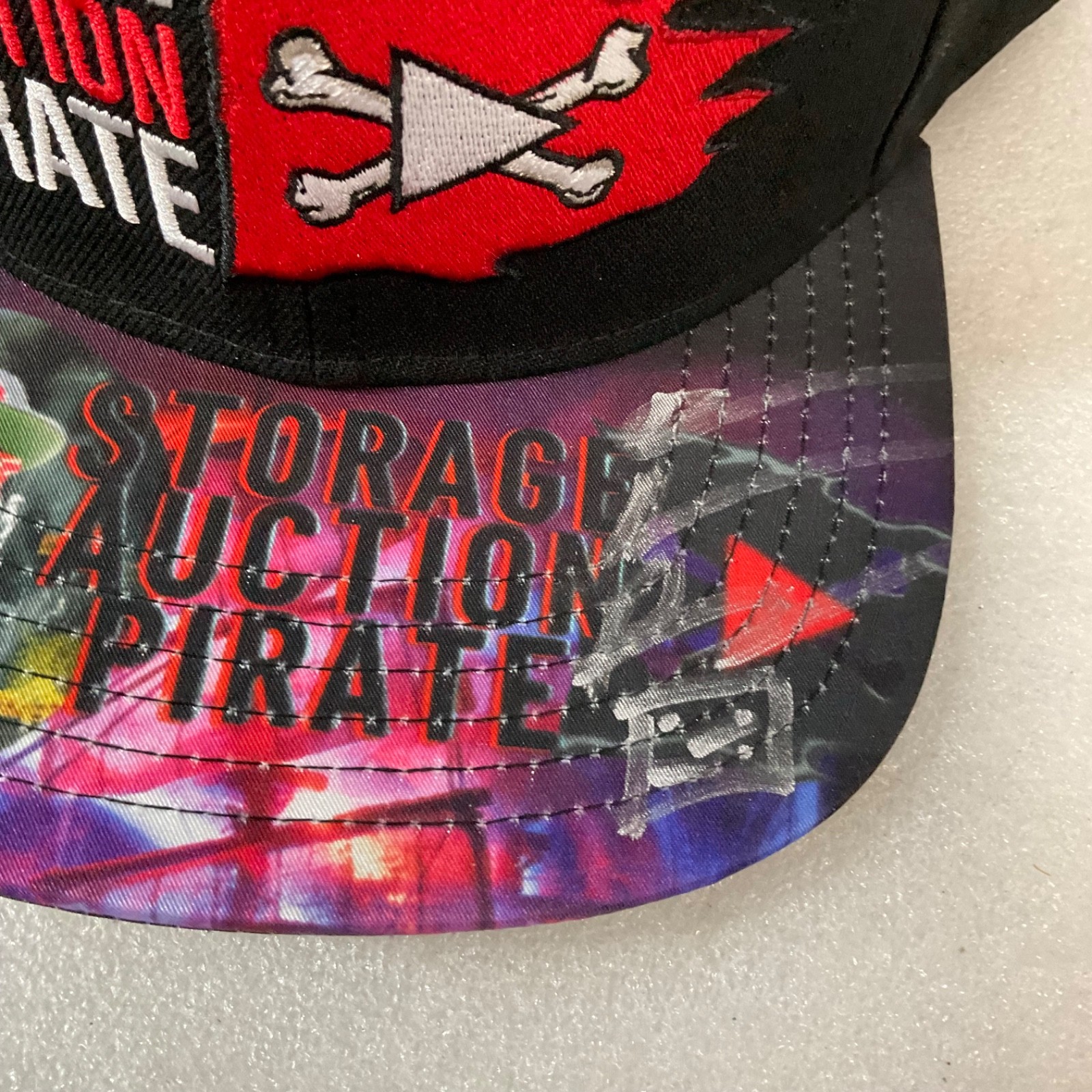Storage Auction Pirate Snapback Hat Black Embroidered Graphic - Image 11