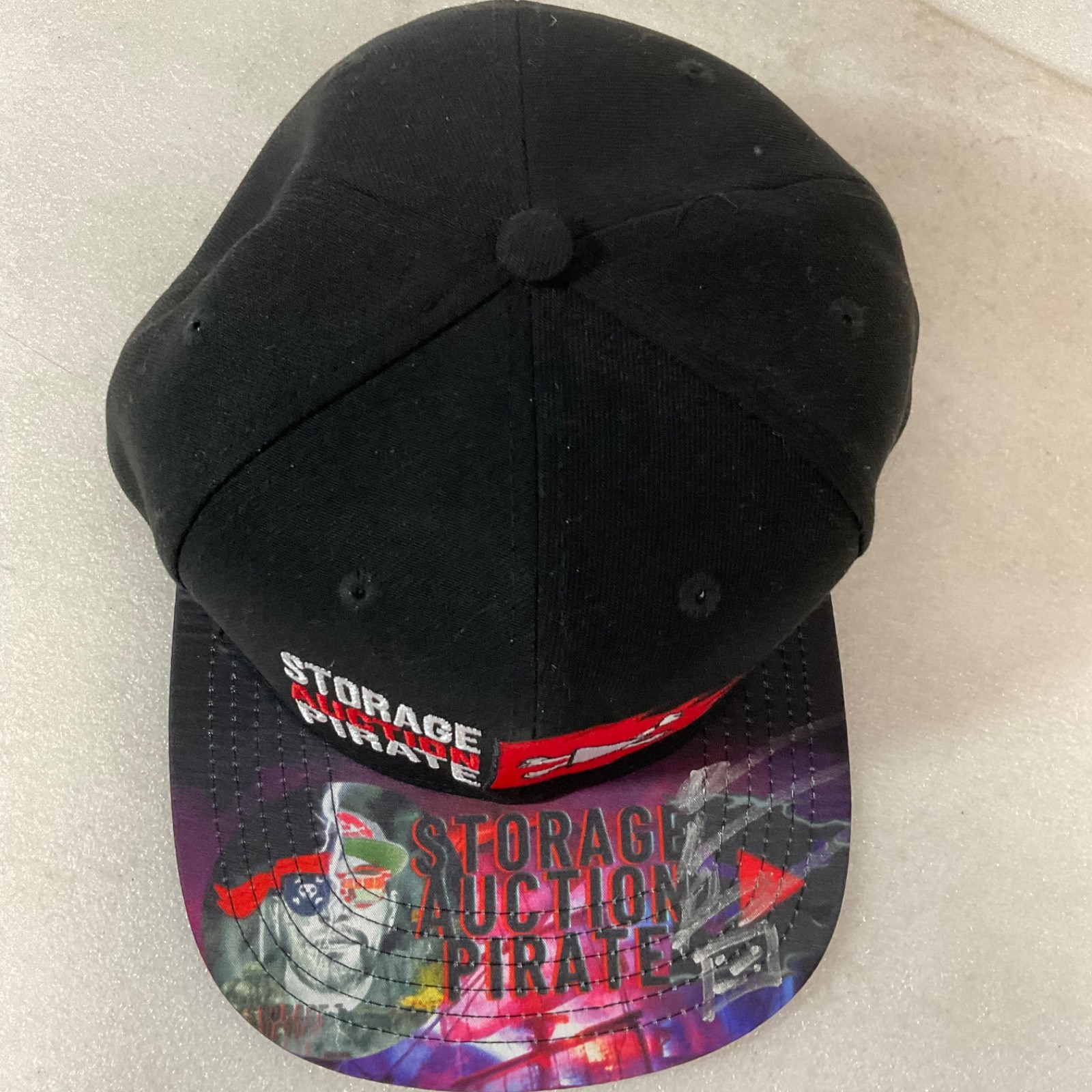Storage Auction Pirate Snapback Hat Black Embroidered Graphic - Image 13