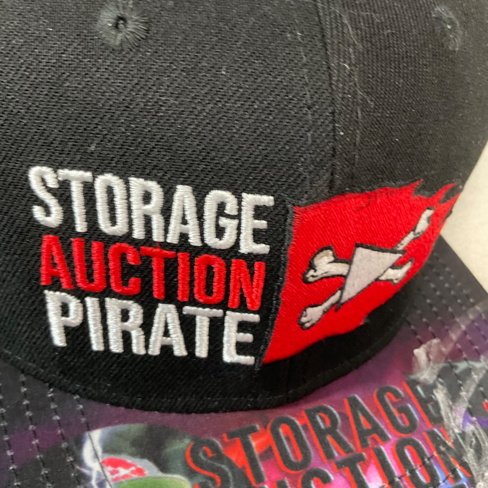 Storage Auction Pirate Snapback Hat Black Embroidered Graphic - Image 12