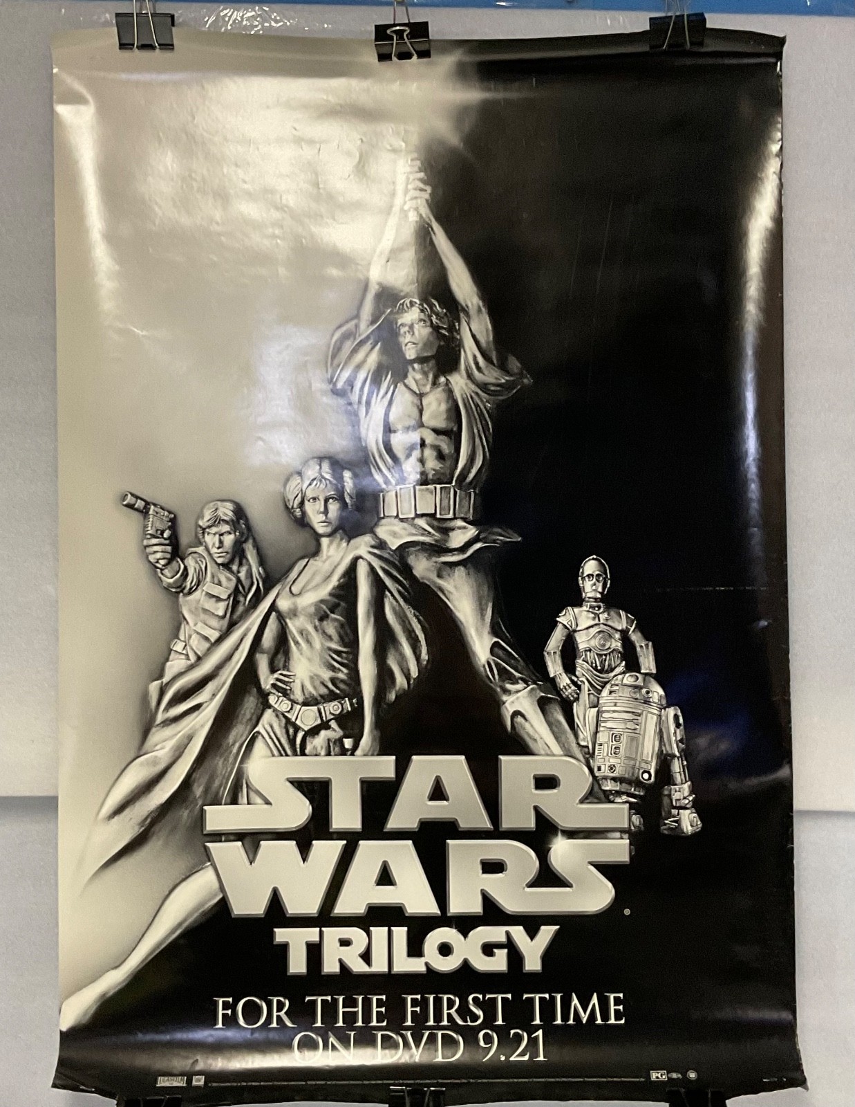 2004 Star Wars Trilogy DVD Release Poster 40in x 27in Black & White Promo - Image 1