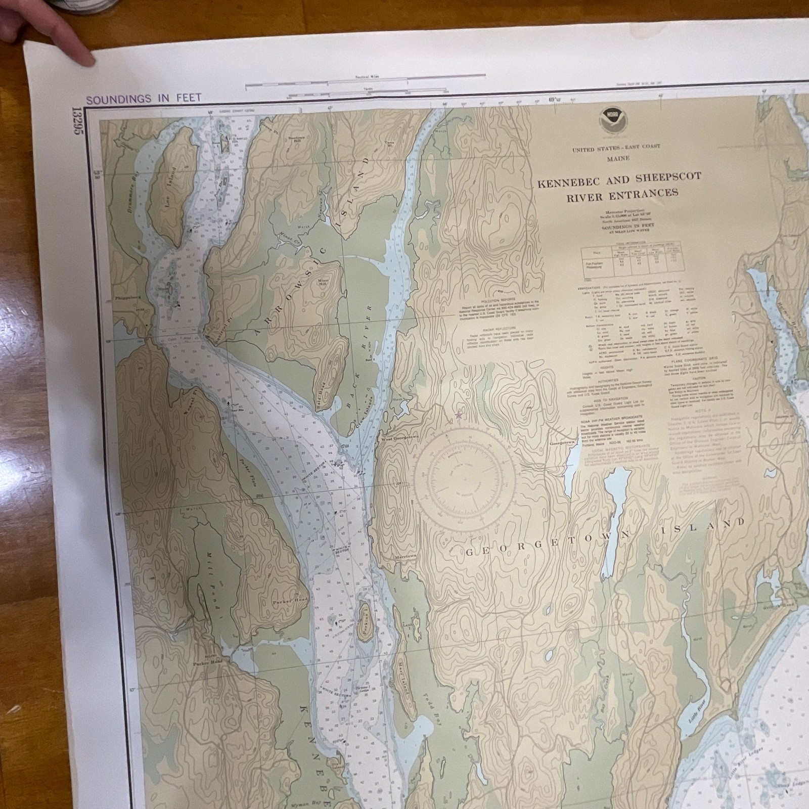 Vintage 1982 NOAA Kennebec & Sheepscot River Entrances Map 36in x 48in - Image 3