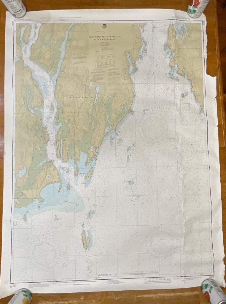 Vintage 1982 NOAA Kennebec & Sheepscot River Entrances Map 36in x 48in - Image 1