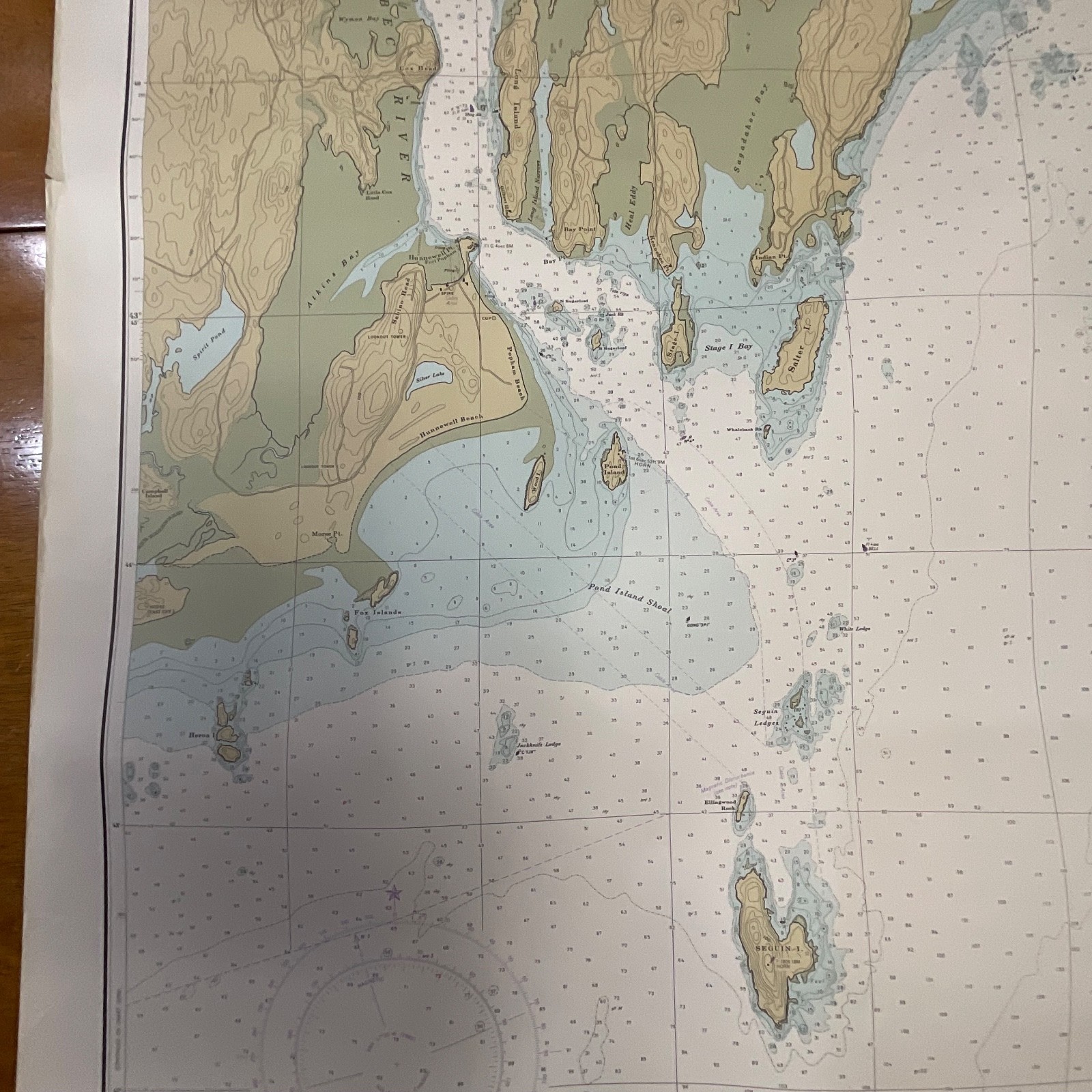 Vintage 1982 NOAA Kennebec & Sheepscot River Entrances Map 36in x 48in - Image 5