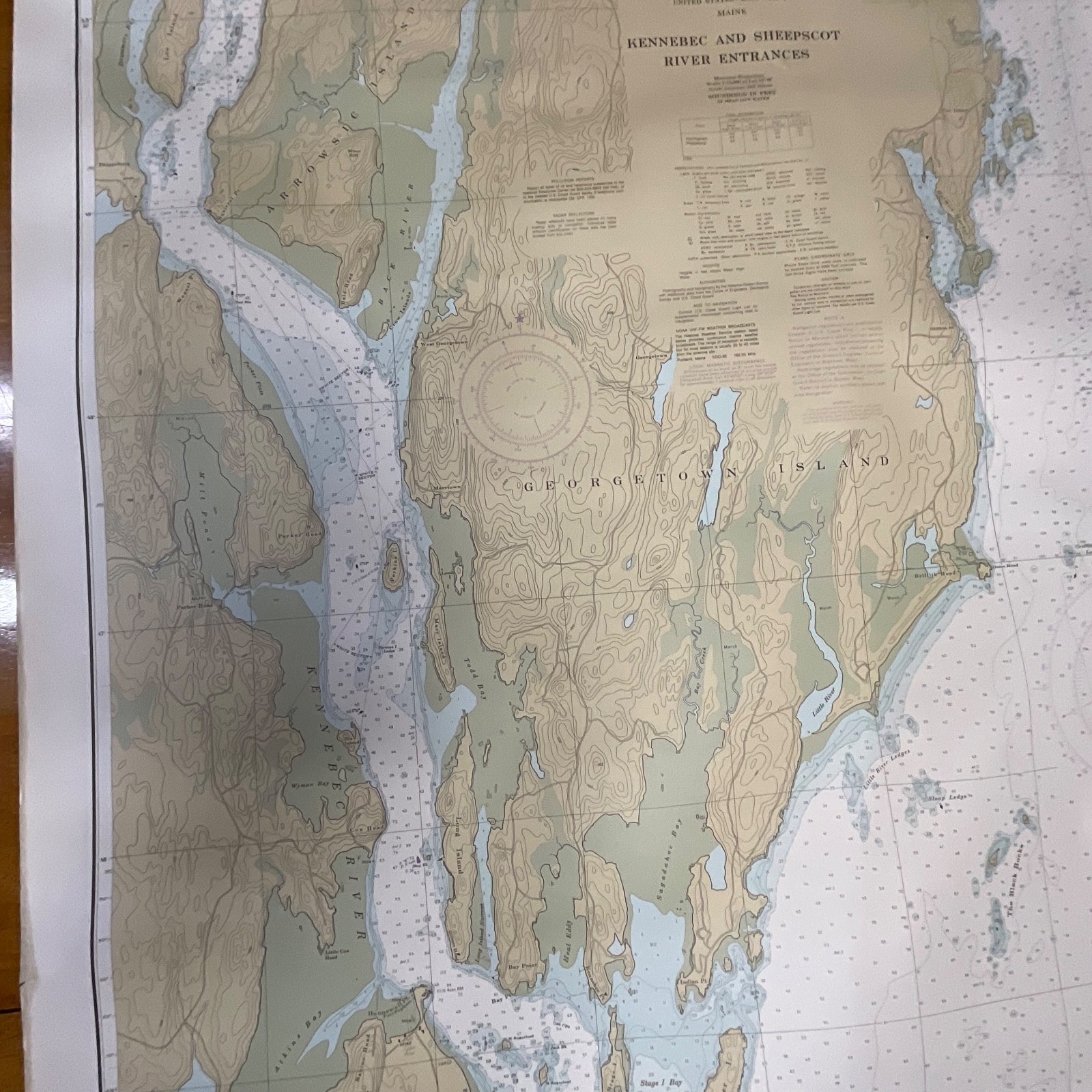 Vintage 1982 NOAA Kennebec & Sheepscot River Entrances Map 36in x 48in - Image 4