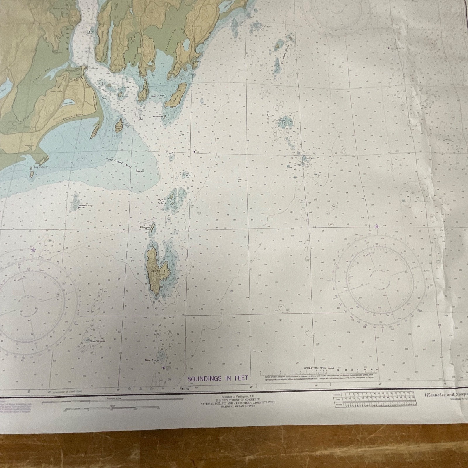 Vintage 1982 NOAA Kennebec & Sheepscot River Entrances Map 36in x 48in - Image 9