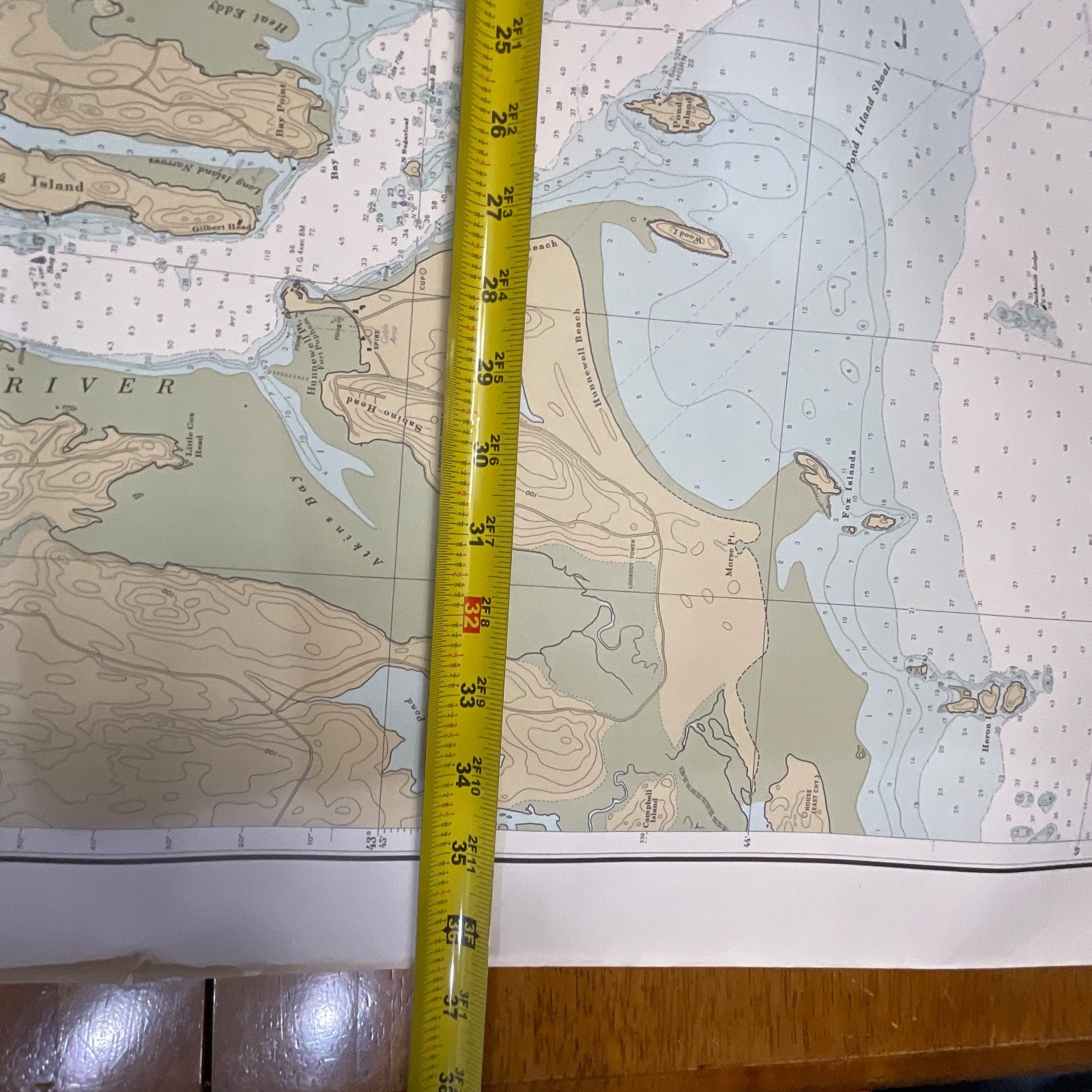 Vintage 1982 NOAA Kennebec & Sheepscot River Entrances Map 36in x 48in - Image 15