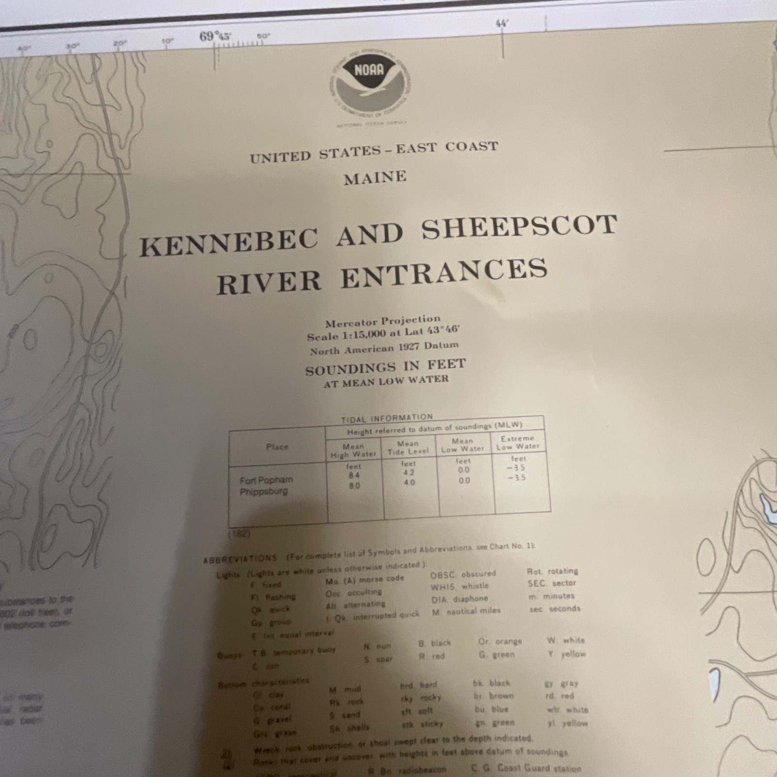 Vintage 1982 NOAA Kennebec & Sheepscot River Entrances Map 36in x 48in - Image 18