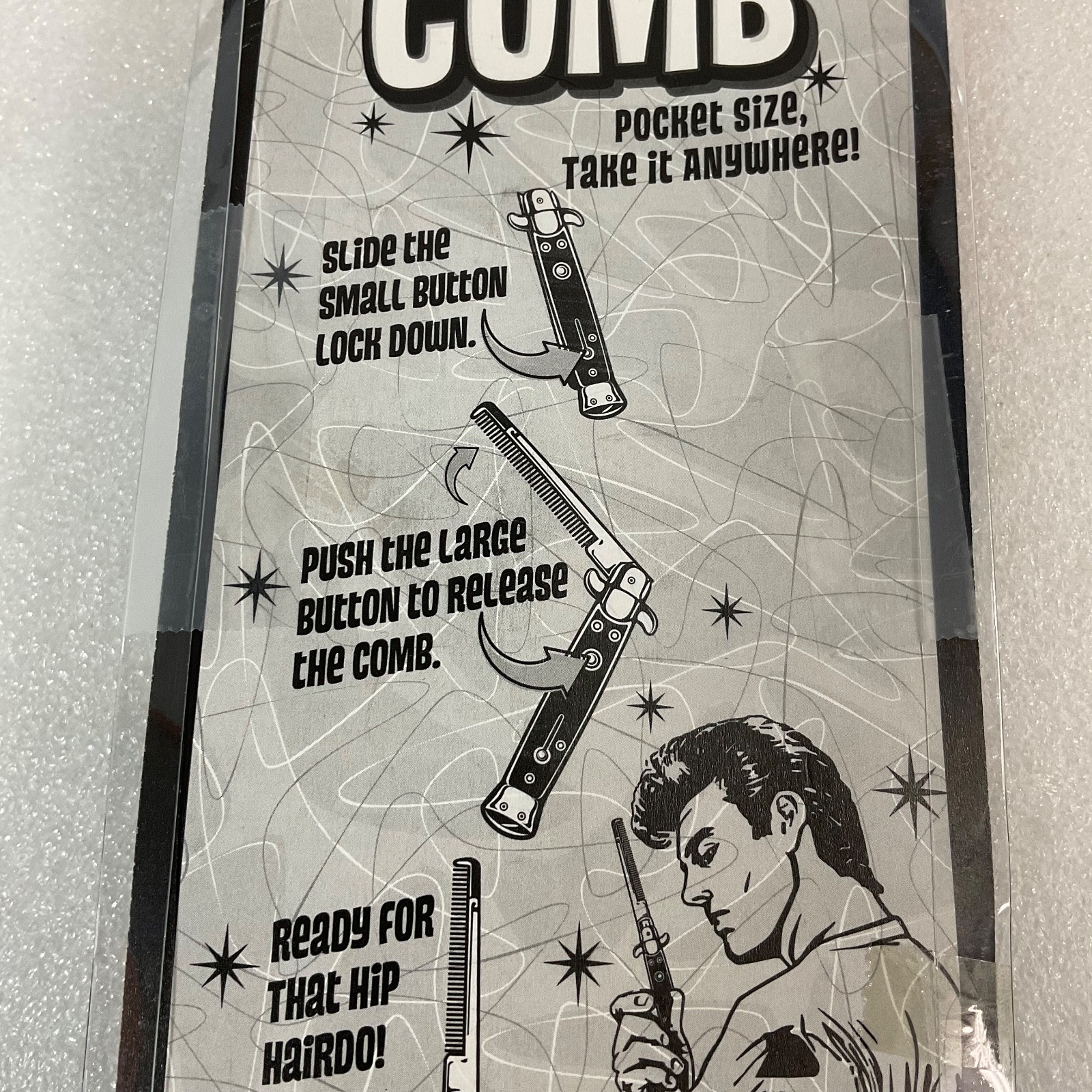 Switchblade Comb Push Button Pocket Hair Comb 9 in Novelty Toy Network - Image 4