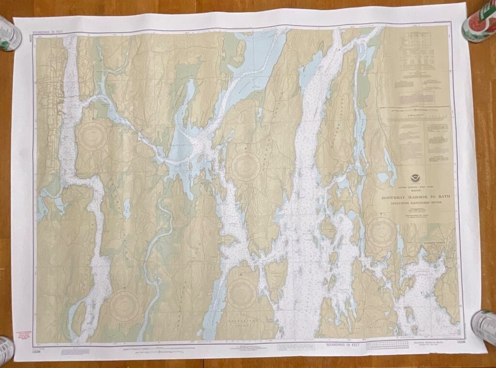 Vintage 1983 NOAA Chart 13296 Boothbay Harbor to Bath Maine Map 48in x 36in - Image 1