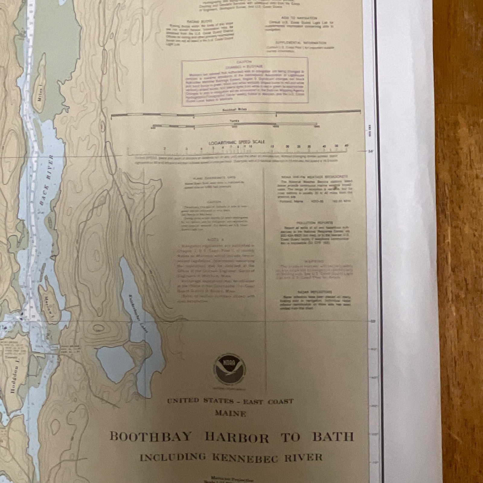 Vintage 1983 NOAA Chart 13296 Boothbay Harbor to Bath Maine Map 48in x 36in - Image 4