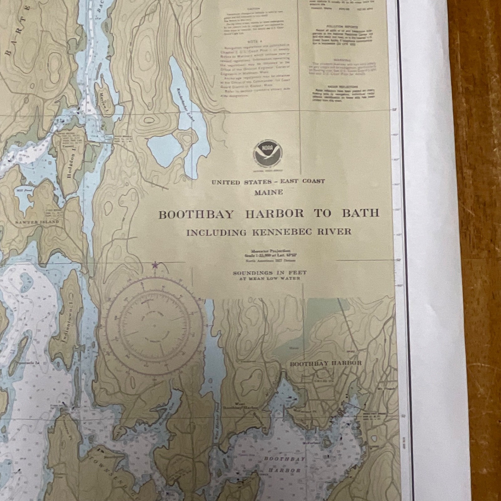 Vintage 1983 NOAA Chart 13296 Boothbay Harbor to Bath Maine Map 48in x 36in - Image 5
