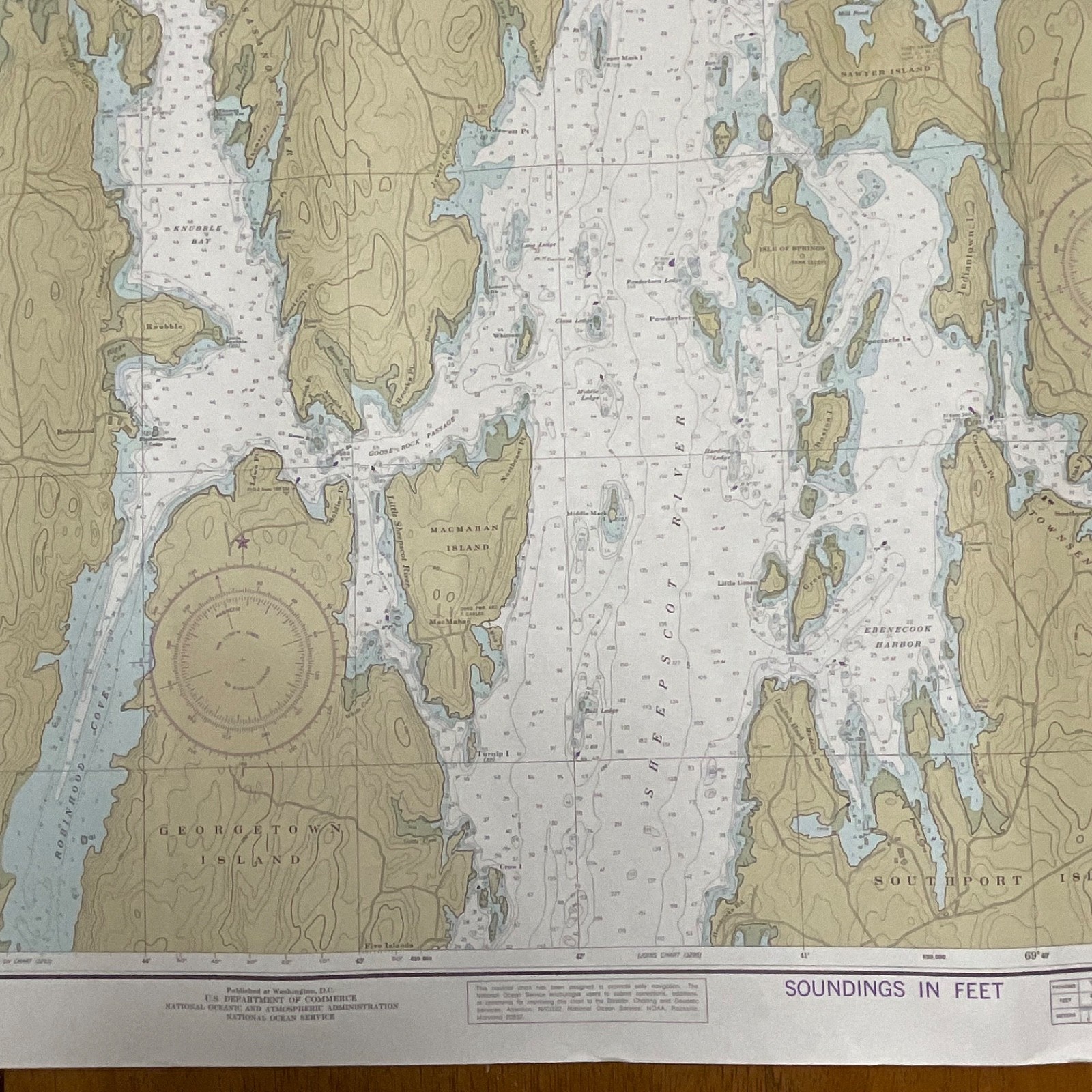 Vintage 1983 NOAA Chart 13296 Boothbay Harbor to Bath Maine Map 48in x 36in - Image 8