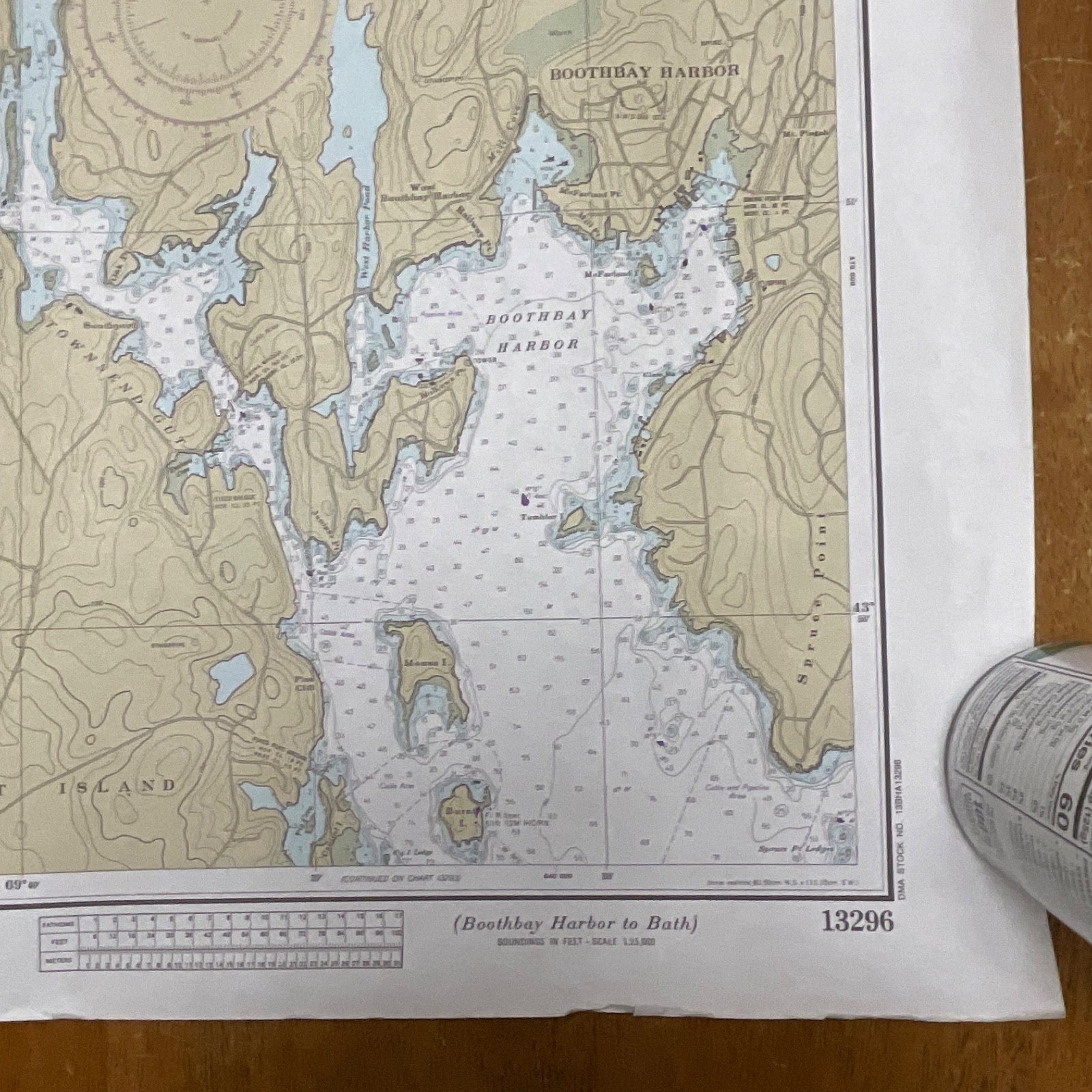 Vintage 1983 NOAA Chart 13296 Boothbay Harbor to Bath Maine Map 48in x 36in - Image 6