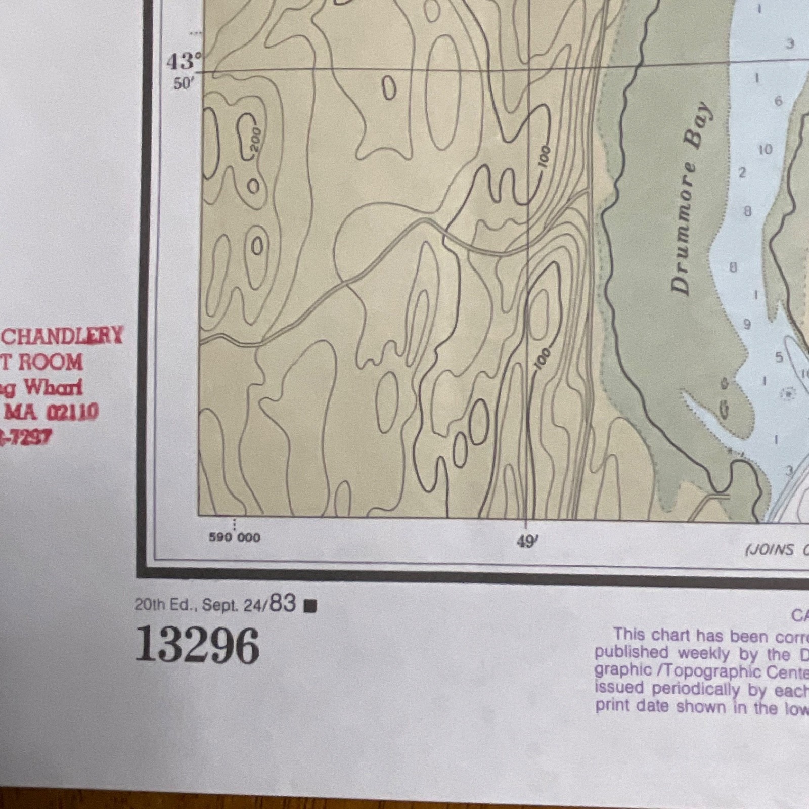 Vintage 1983 NOAA Chart 13296 Boothbay Harbor to Bath Maine Map 48in x 36in - Image 12