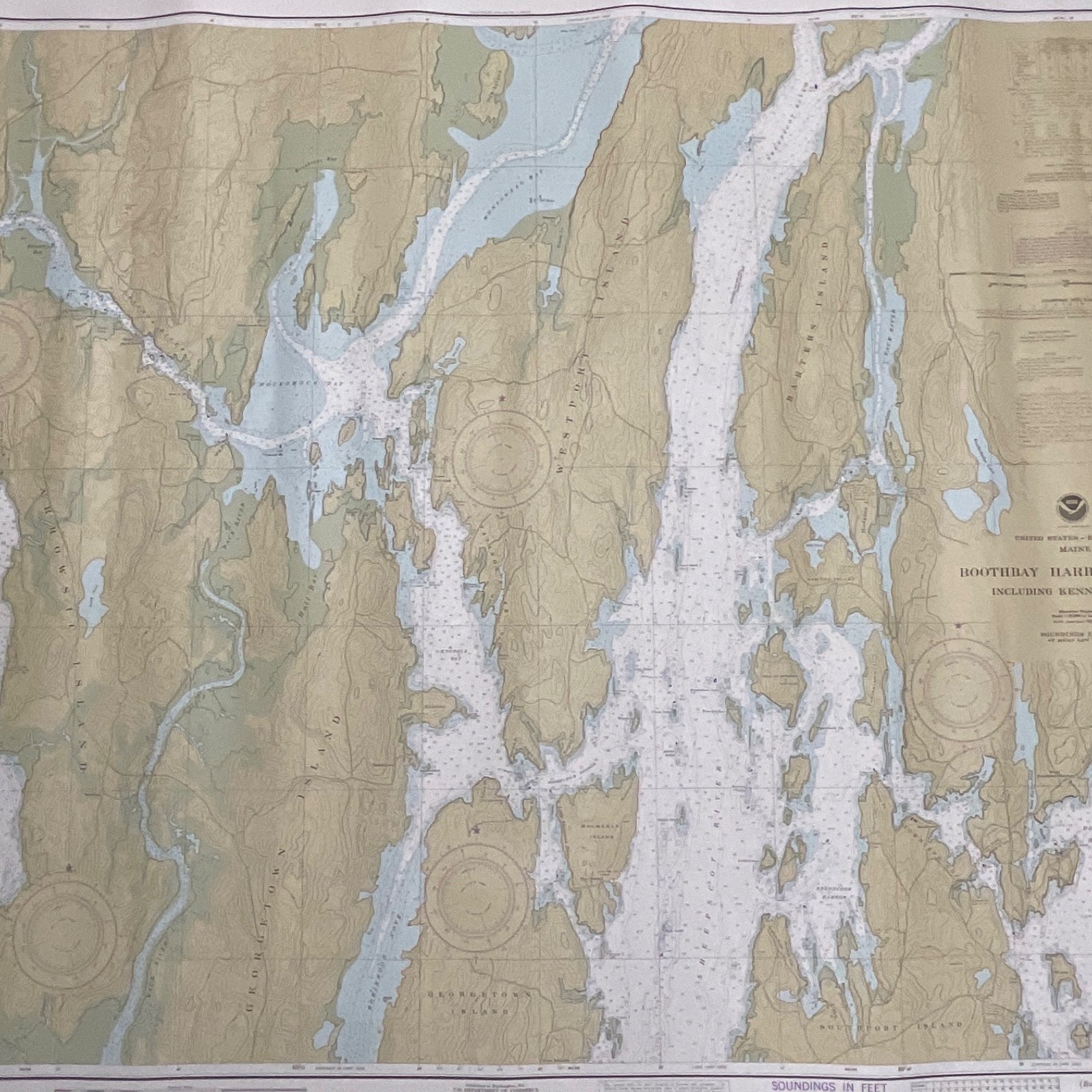 Vintage 1983 NOAA Chart 13296 Boothbay Harbor to Bath Maine Map 48in x 36in - Image 19