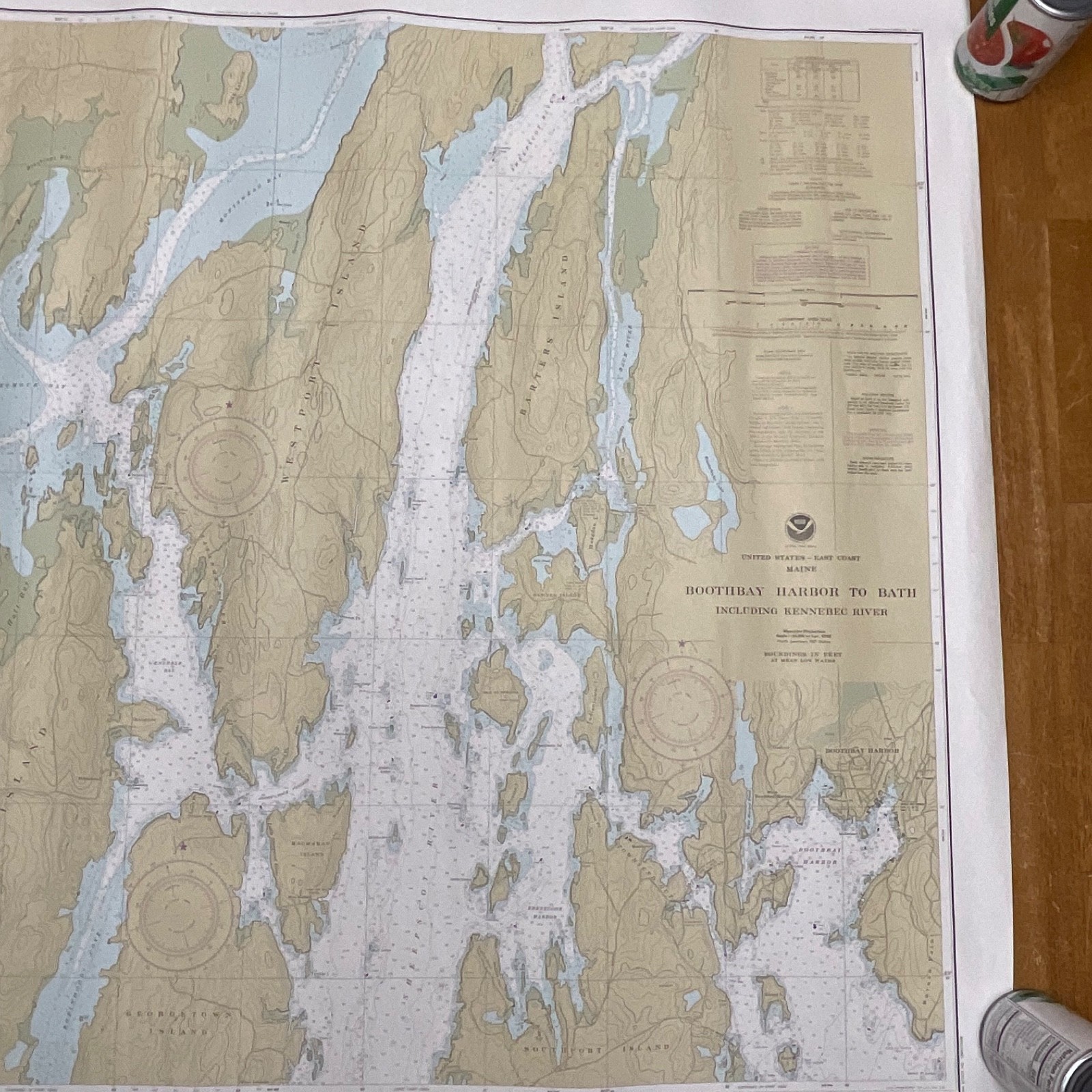 Vintage 1983 NOAA Chart 13296 Boothbay Harbor to Bath Maine Map 48in x 36in - Image 20