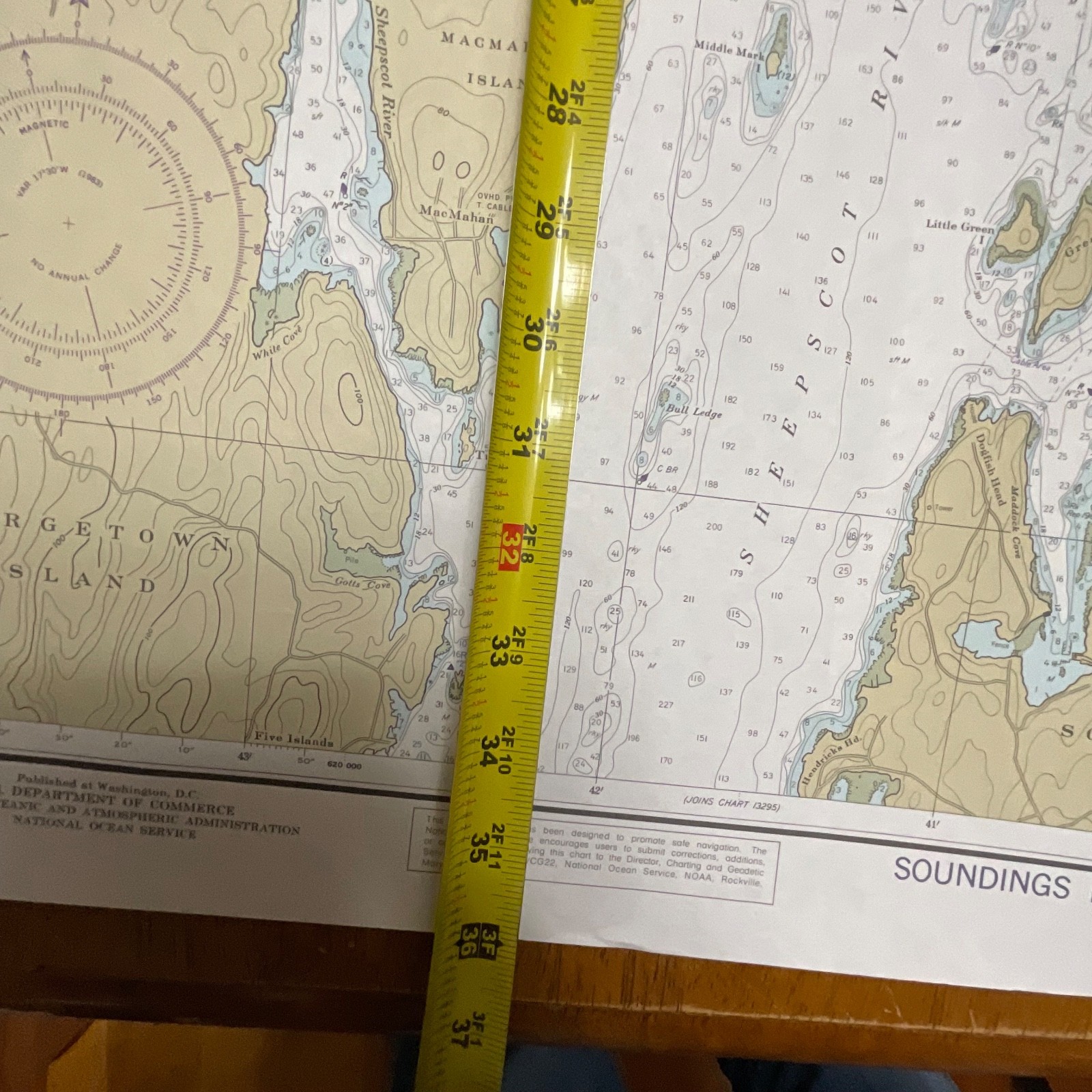 Vintage 1983 NOAA Chart 13296 Boothbay Harbor to Bath Maine Map 48in x 36in - Image 22