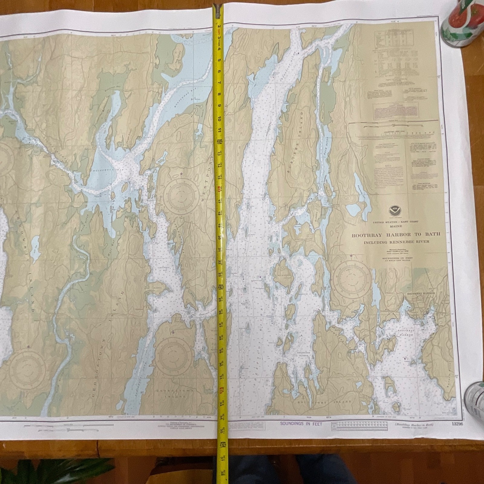 Vintage 1983 NOAA Chart 13296 Boothbay Harbor to Bath Maine Map 48in x 36in - Image 21