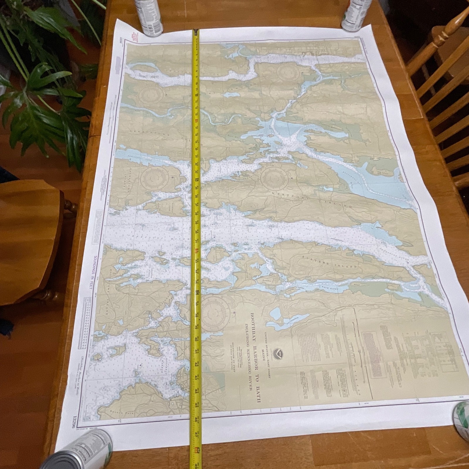 Vintage 1983 NOAA Chart 13296 Boothbay Harbor to Bath Maine Map 48in x 36in - Image 23