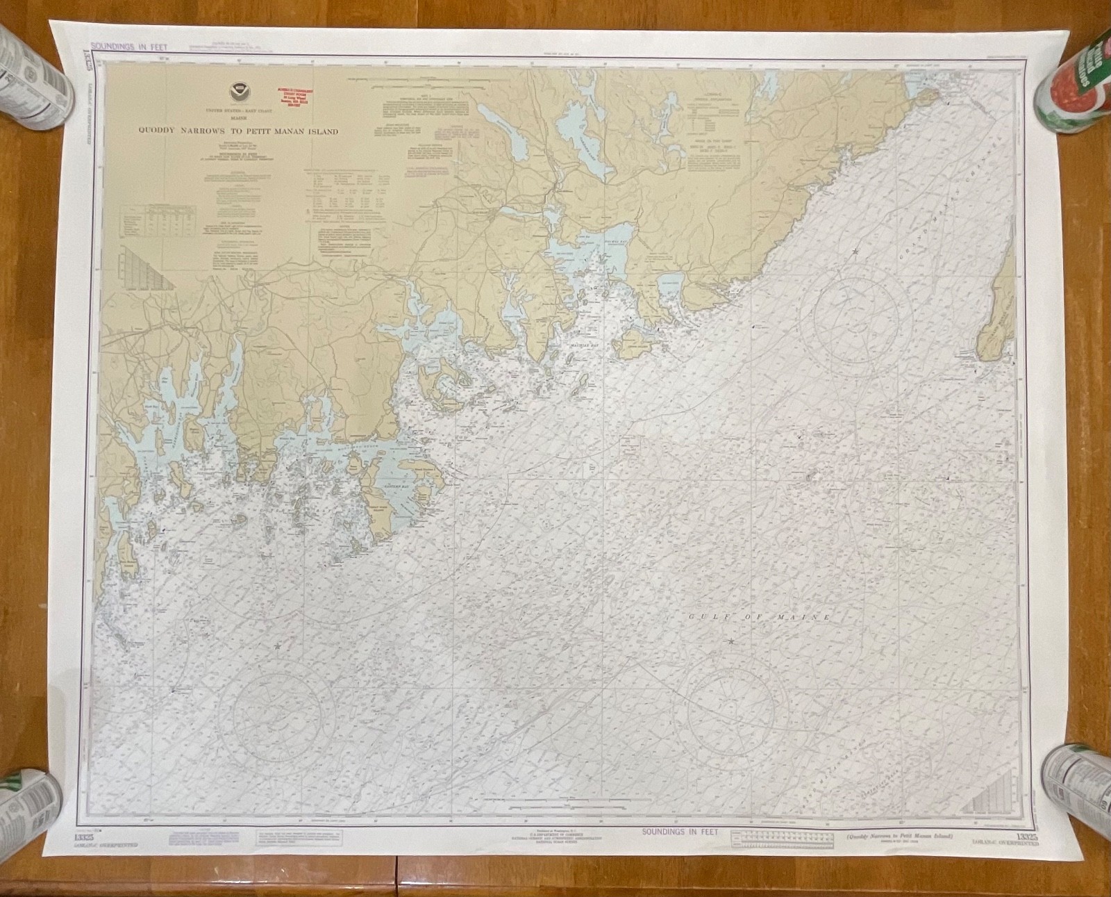 1982 NOAA Chart Quoddy Narrows to Petit Manan Island Map 36in x 44in - Image 1