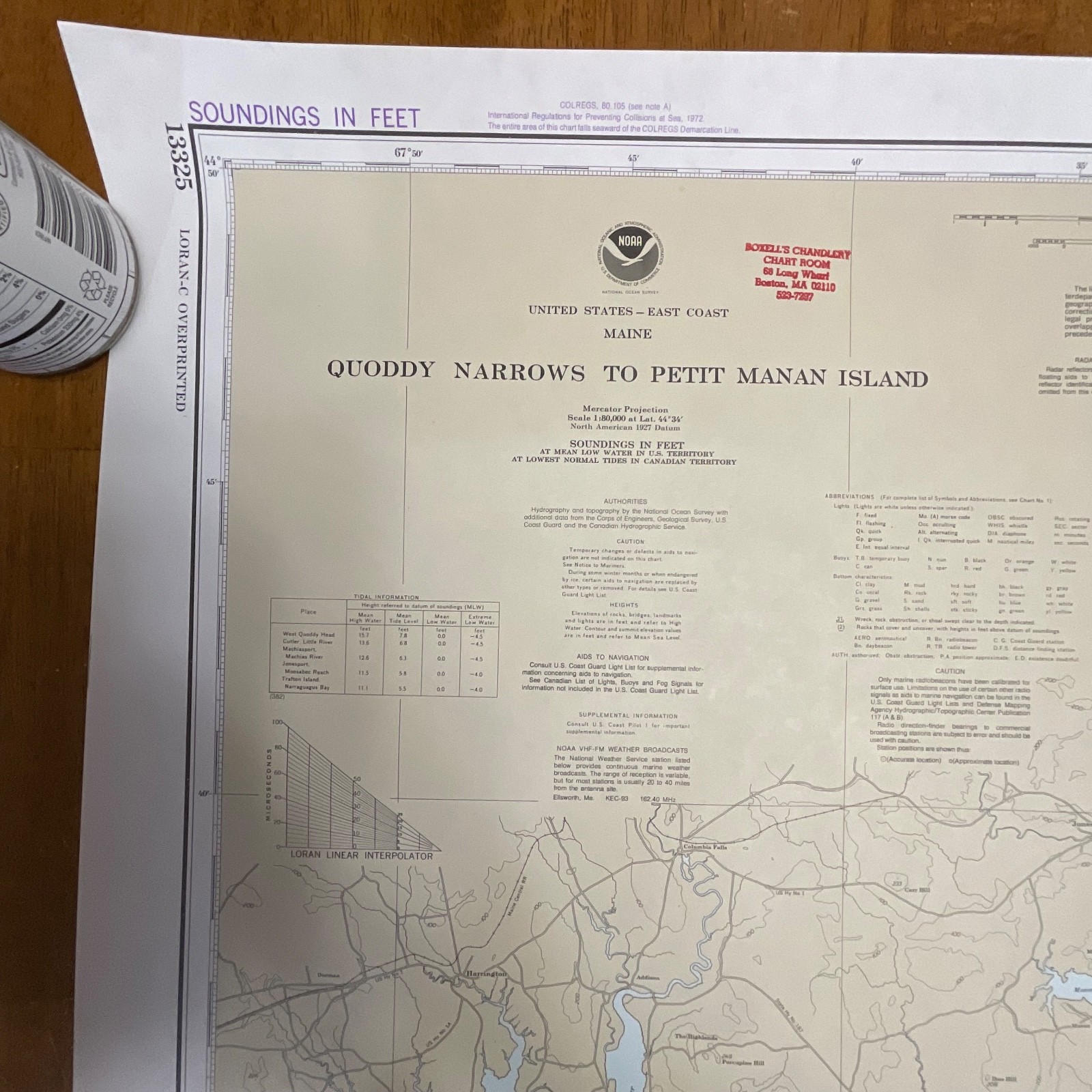 1982 NOAA Chart Quoddy Narrows to Petit Manan Island Map 36in x 44in - Image 2
