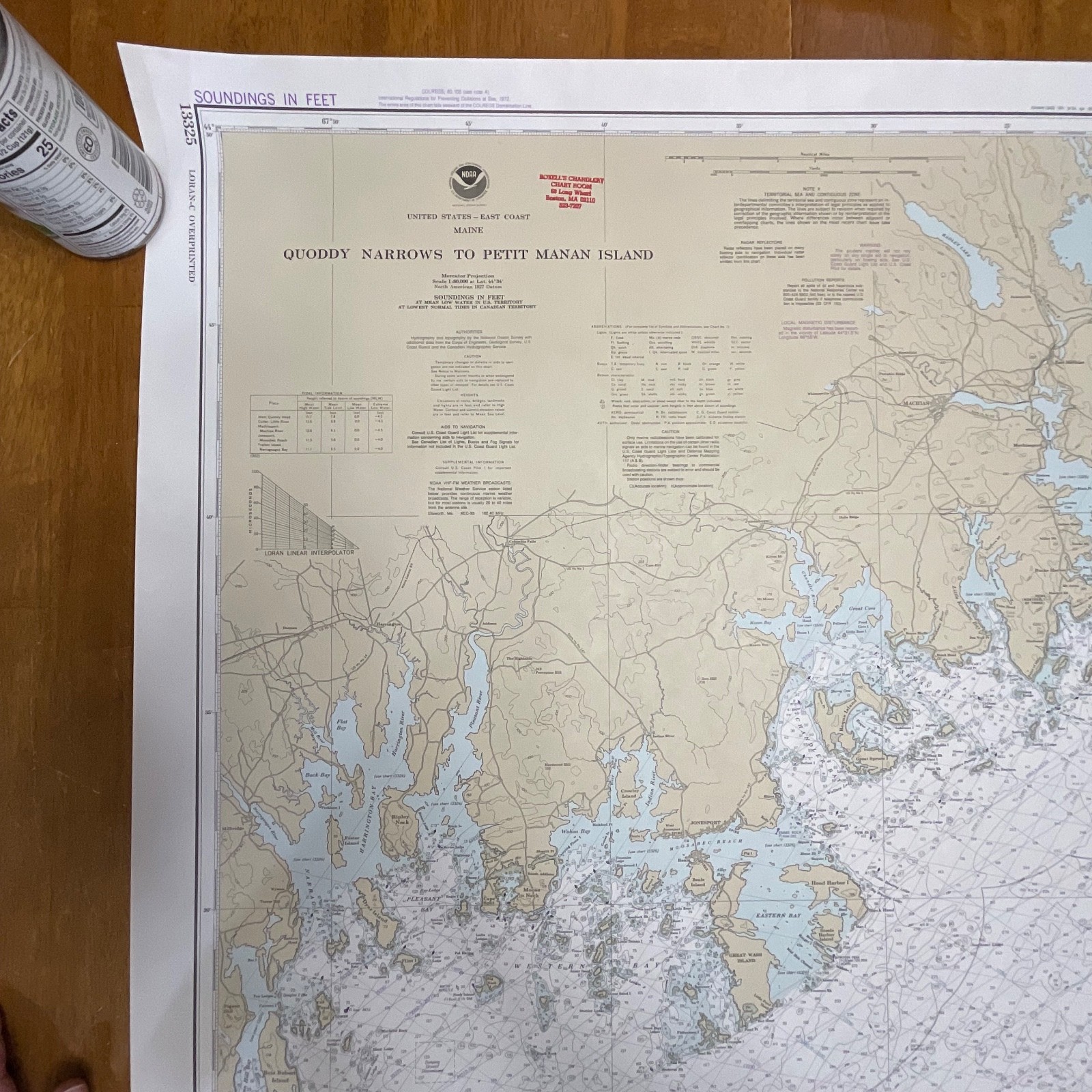 1982 NOAA Chart Quoddy Narrows to Petit Manan Island Map 36in x 44in - Image 3