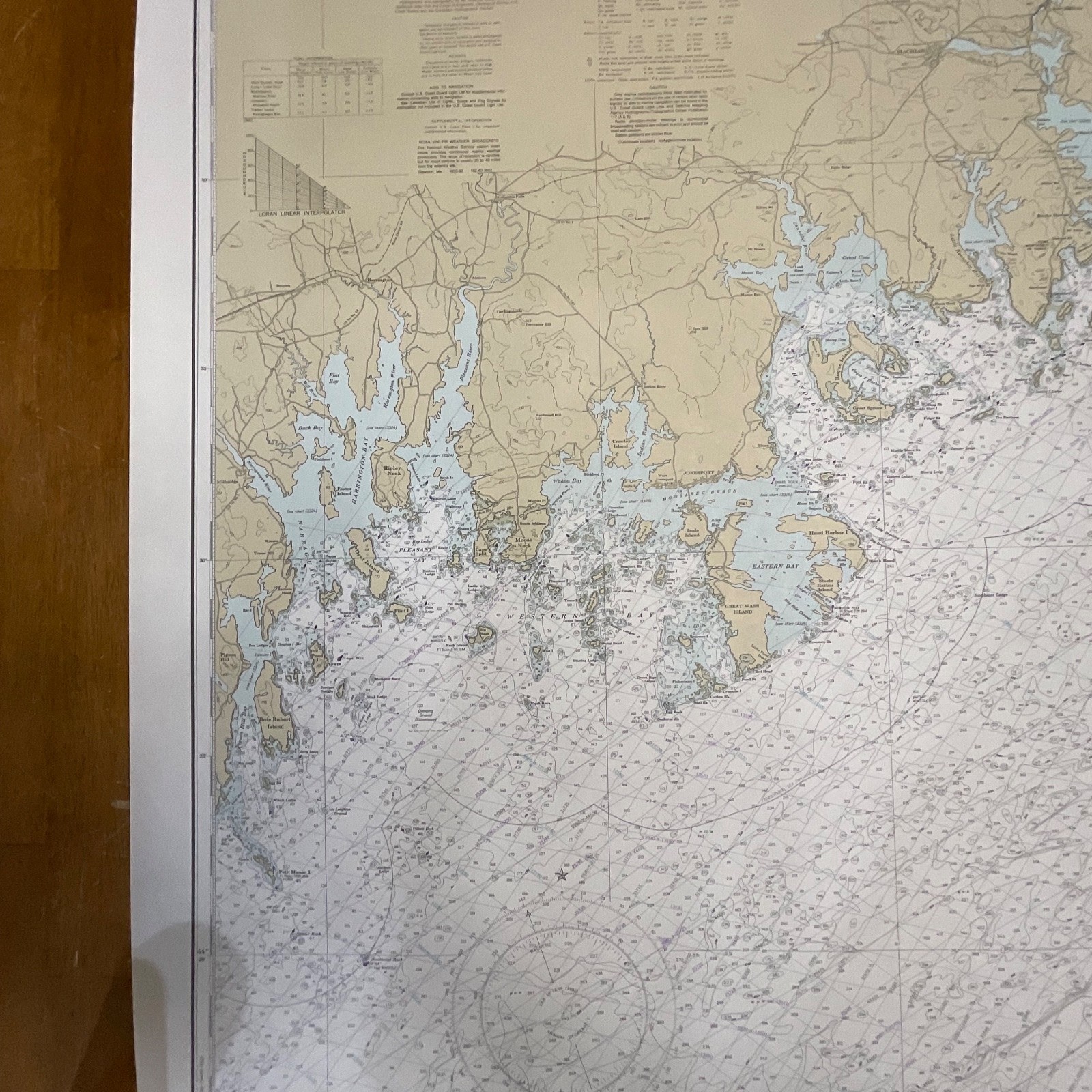1982 NOAA Chart Quoddy Narrows to Petit Manan Island Map 36in x 44in - Image 4