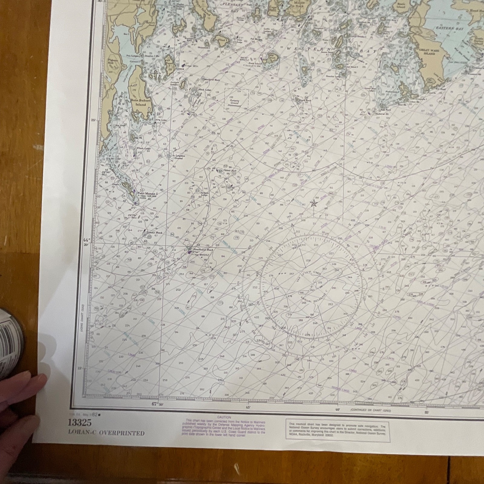 1982 NOAA Chart Quoddy Narrows to Petit Manan Island Map 36in x 44in - Image 5