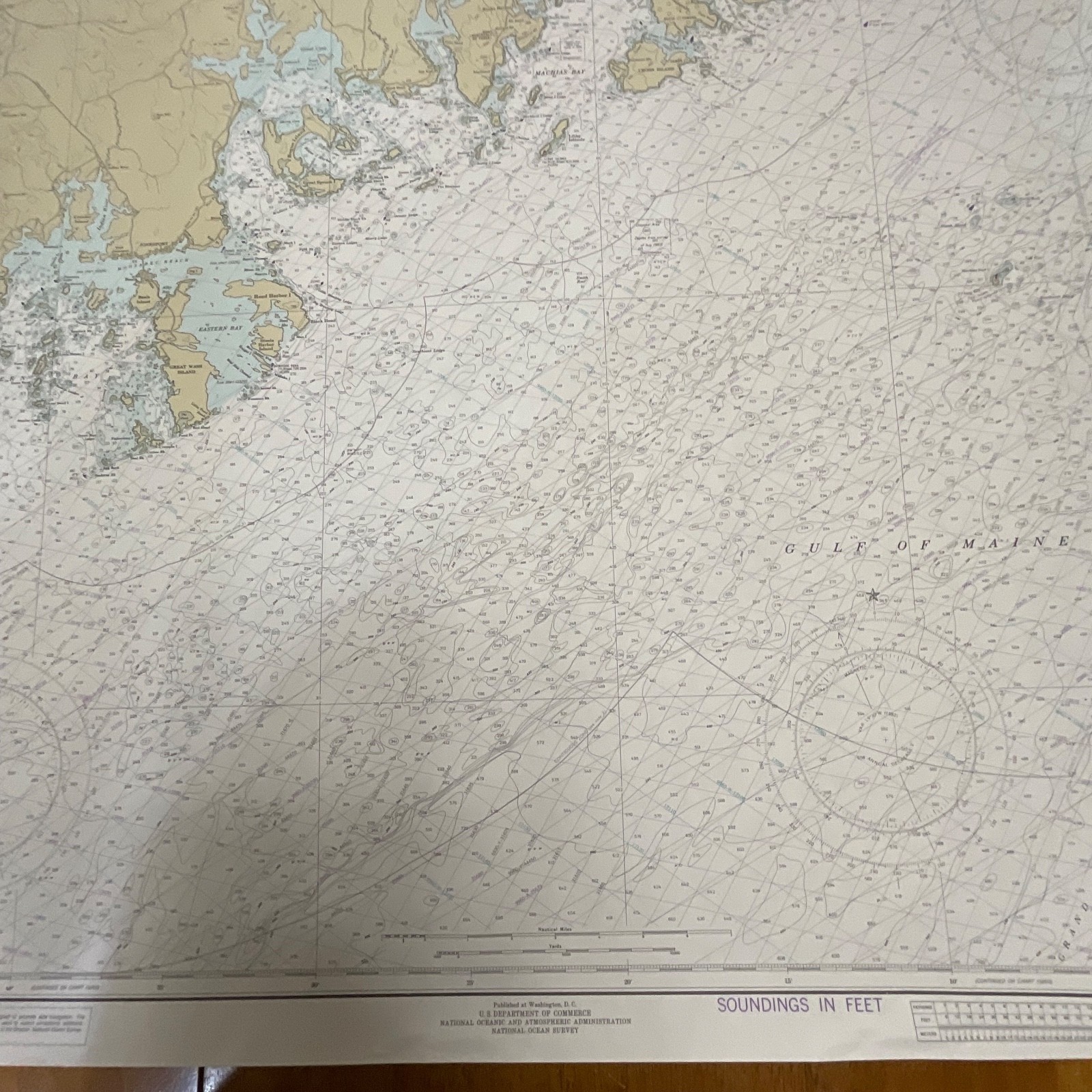 1982 NOAA Chart Quoddy Narrows to Petit Manan Island Map 36in x 44in - Image 6