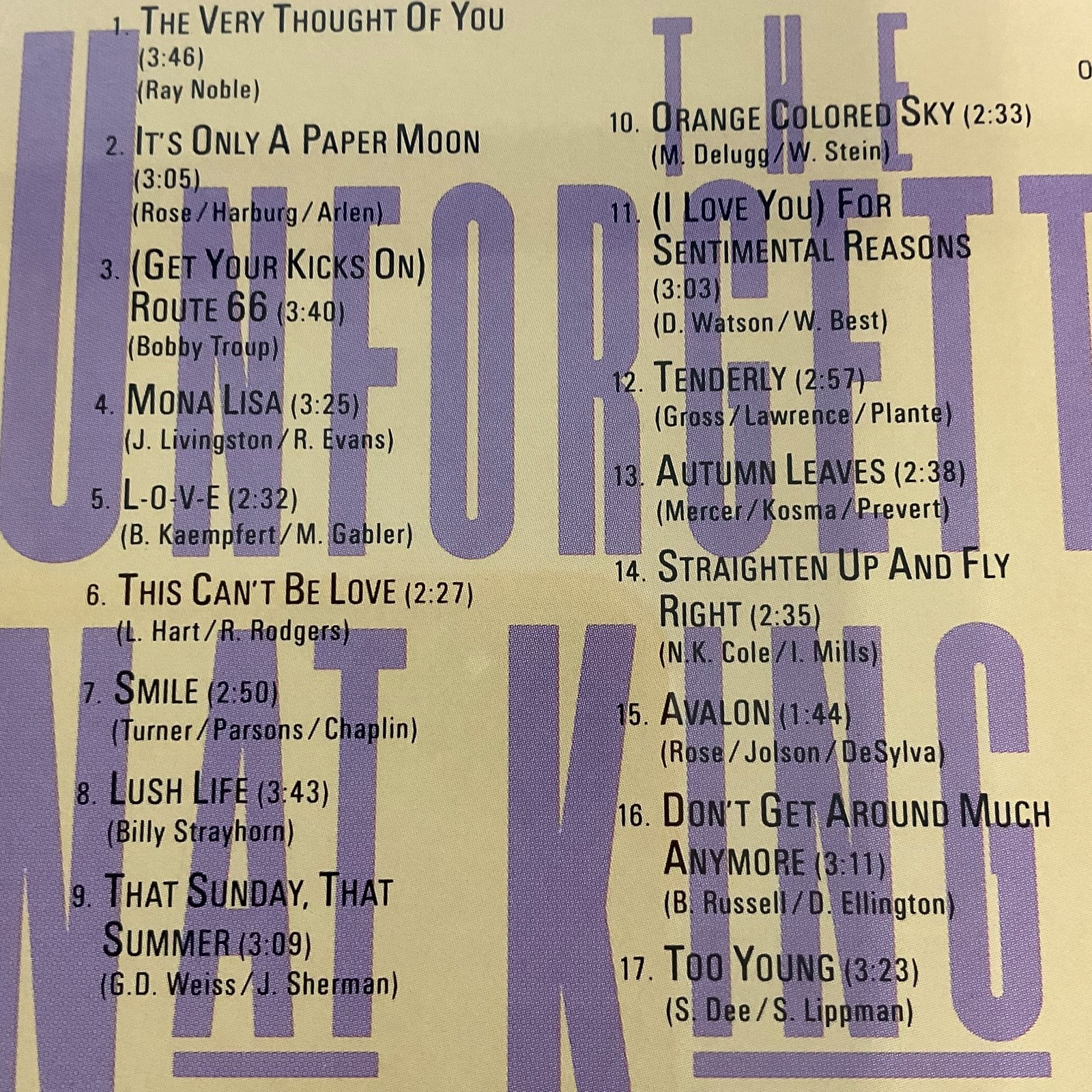 Nat King Cole The Unforgettable CD Capitol Records Jazz Vocal Pop - Image 11