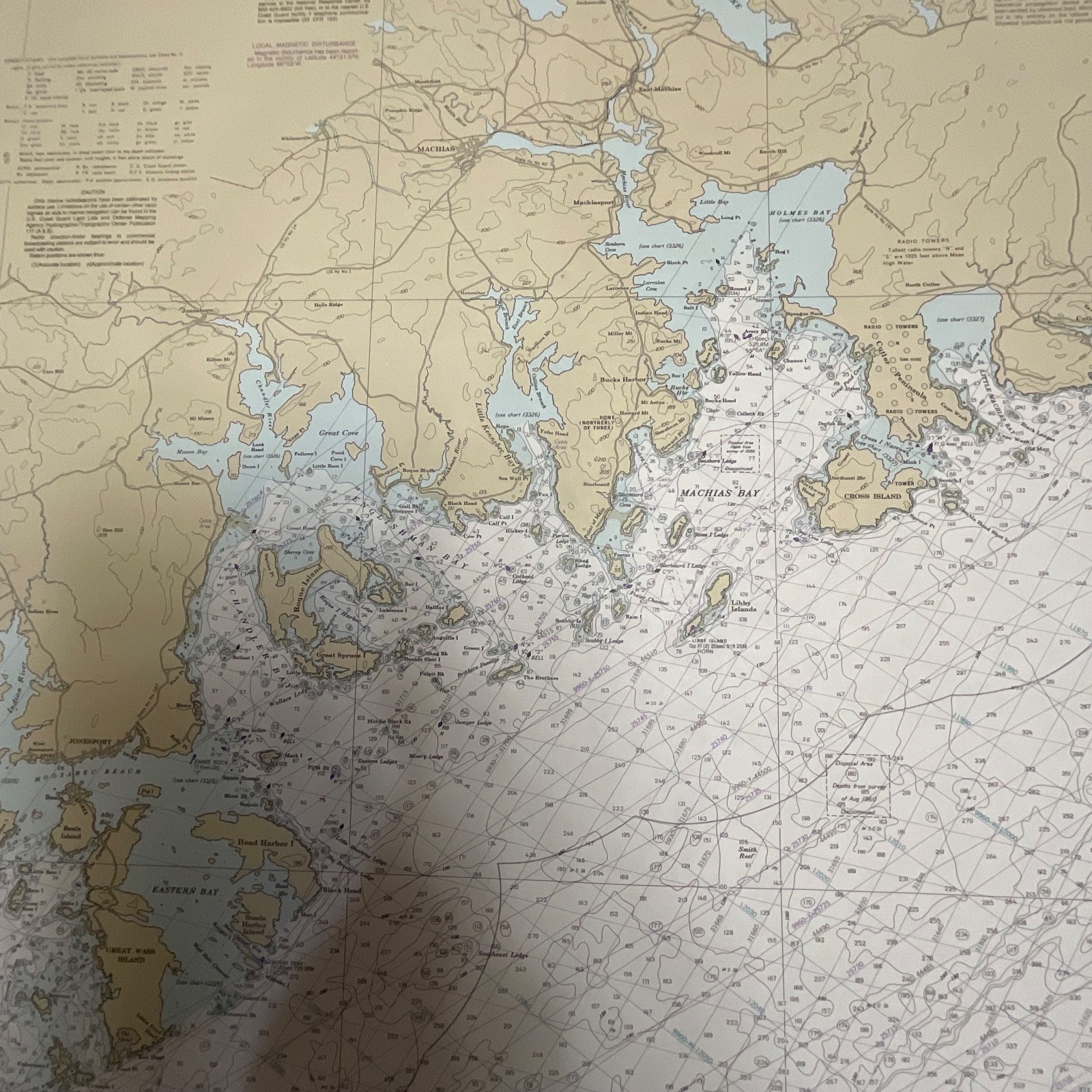1982 NOAA Chart Quoddy Narrows to Petit Manan Island Map 36in x 44in - Image 14