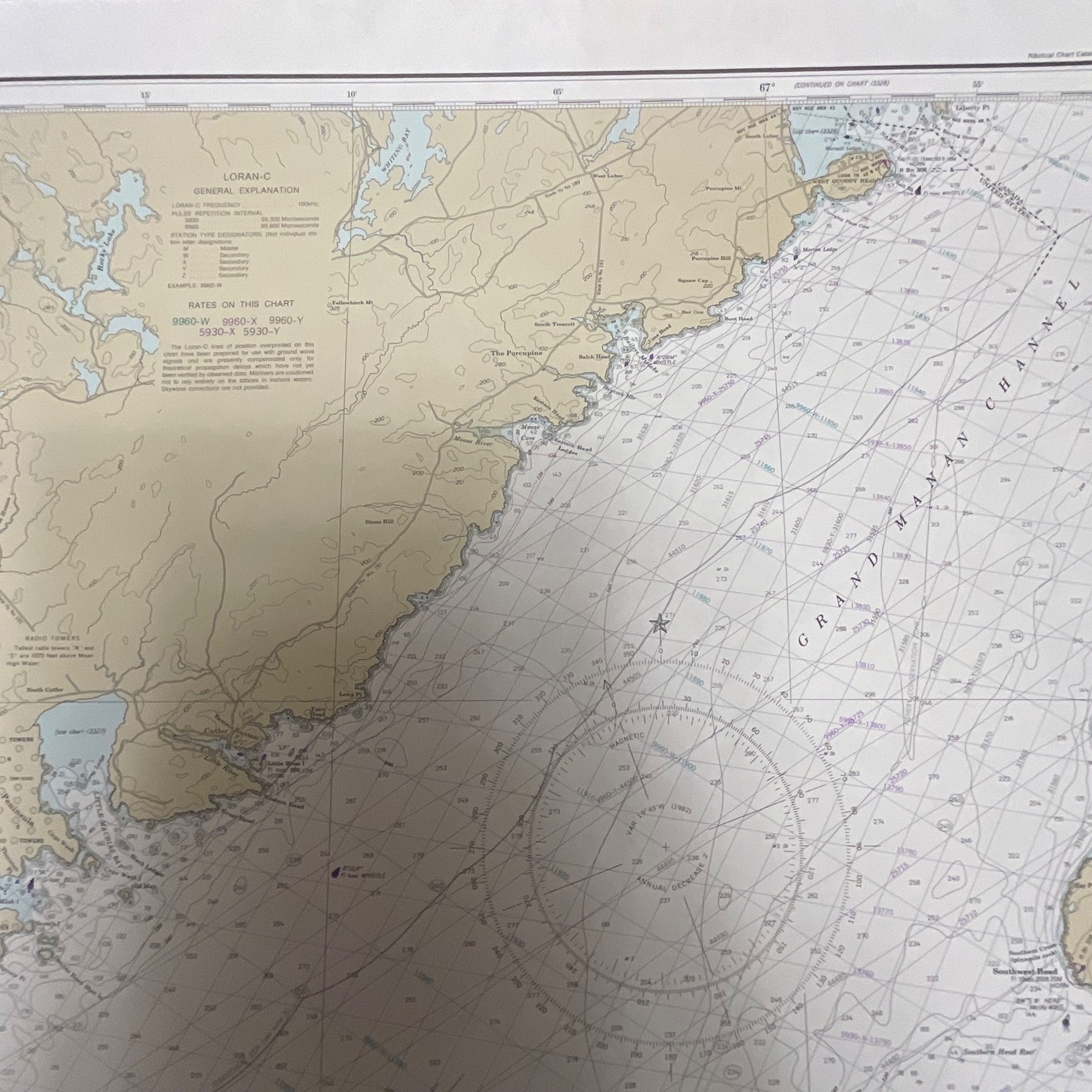1982 NOAA Chart Quoddy Narrows to Petit Manan Island Map 36in x 44in - Image 16