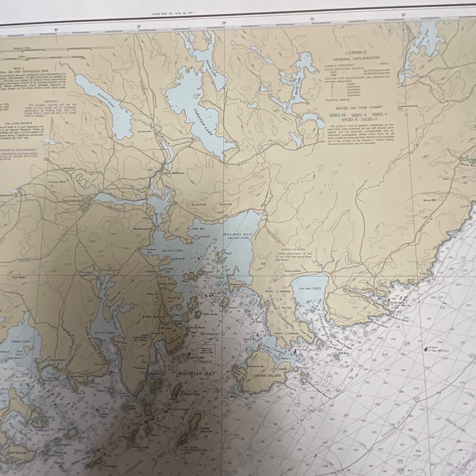1982 NOAA Chart Quoddy Narrows to Petit Manan Island Map 36in x 44in - Image 15