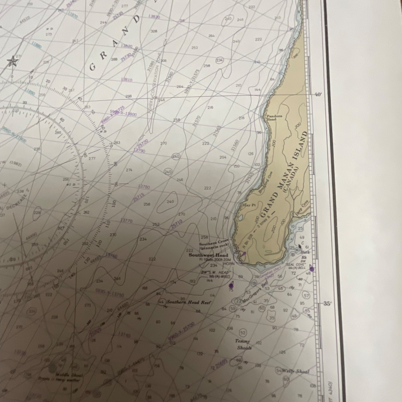 1982 NOAA Chart Quoddy Narrows to Petit Manan Island Map 36in x 44in - Image 17