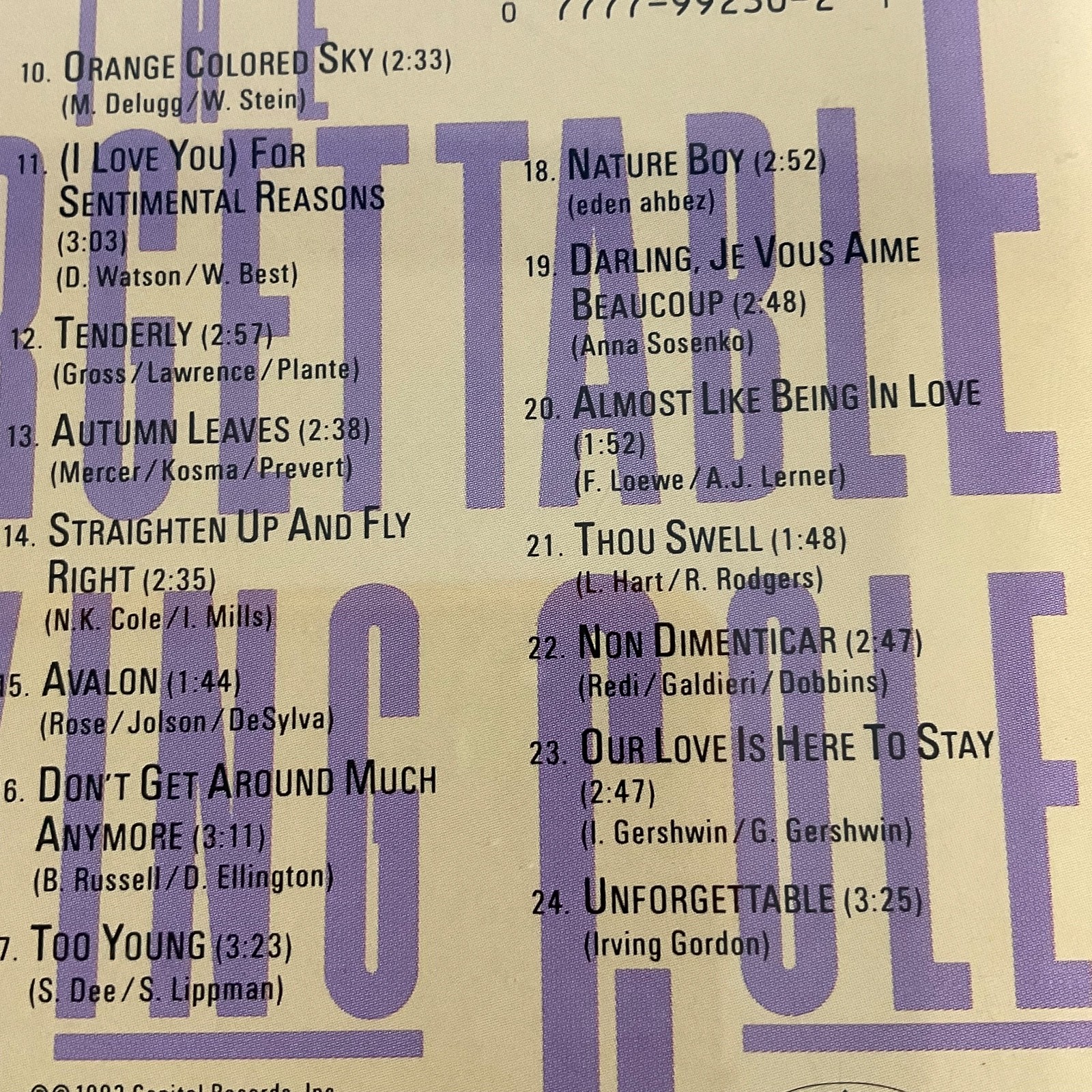 Nat King Cole The Unforgettable CD Capitol Records Jazz Vocal Pop - Image 12