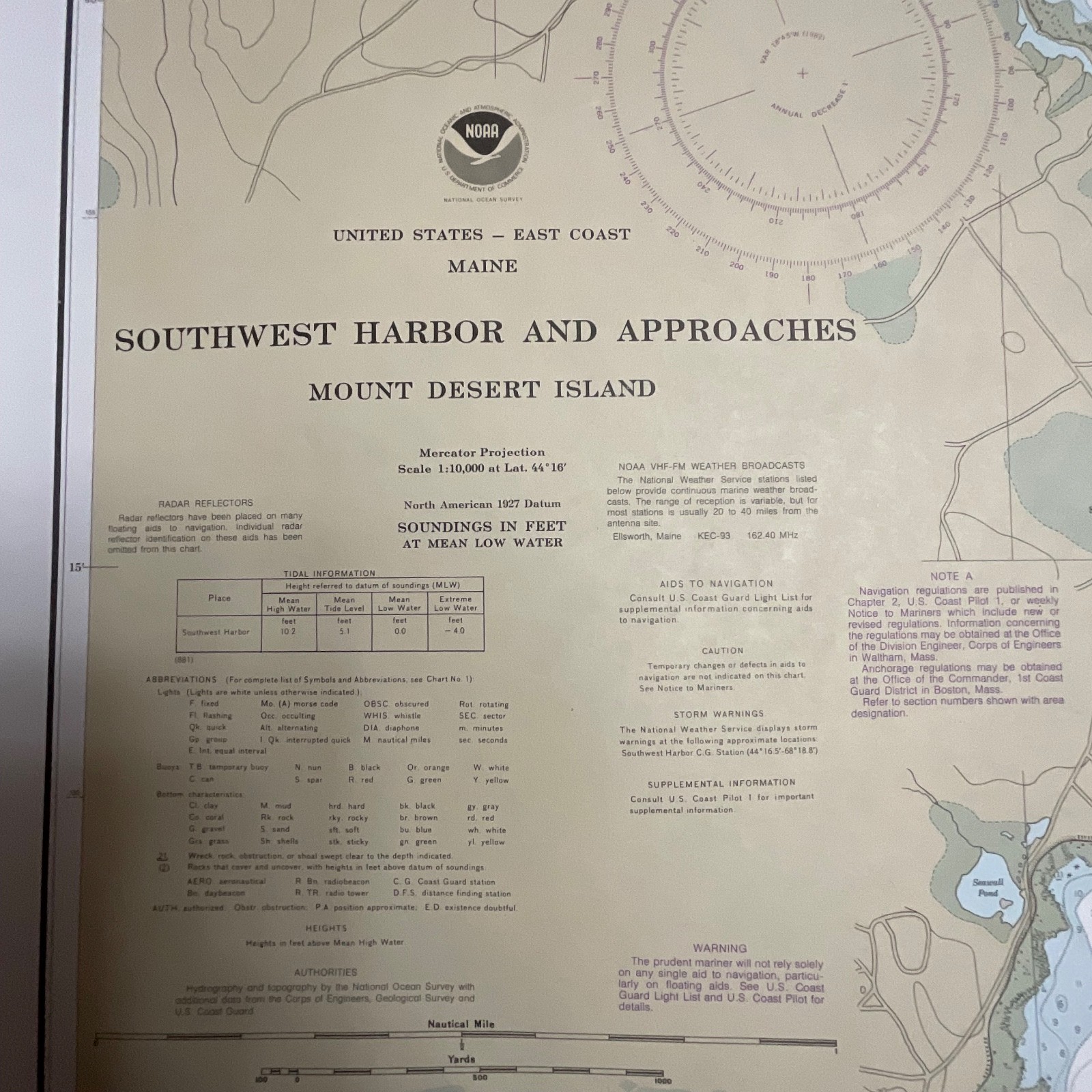 1982 NOAA Chart 13321 Southwest Harbor Mount Desert Island Map 36in x 48in - Image 2