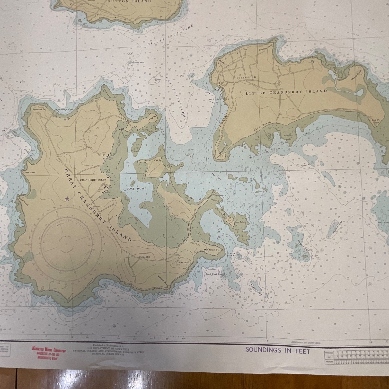 1982 NOAA Chart 13321 Southwest Harbor Mount Desert Island Map 36in x 48in - Image 10