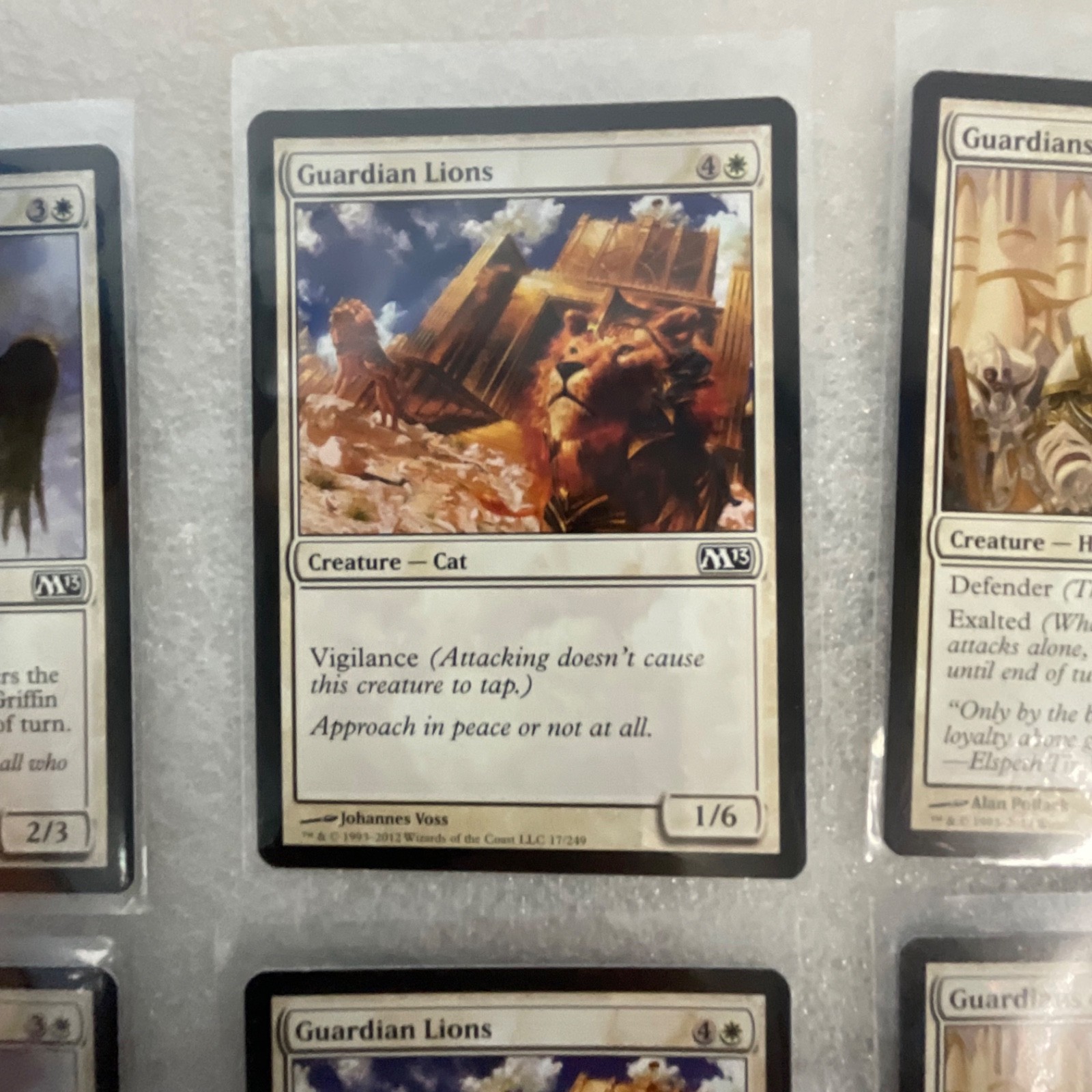 Magic the Gathering Lot of 20 White M13 Pacifism Guardian Lions - Image 10